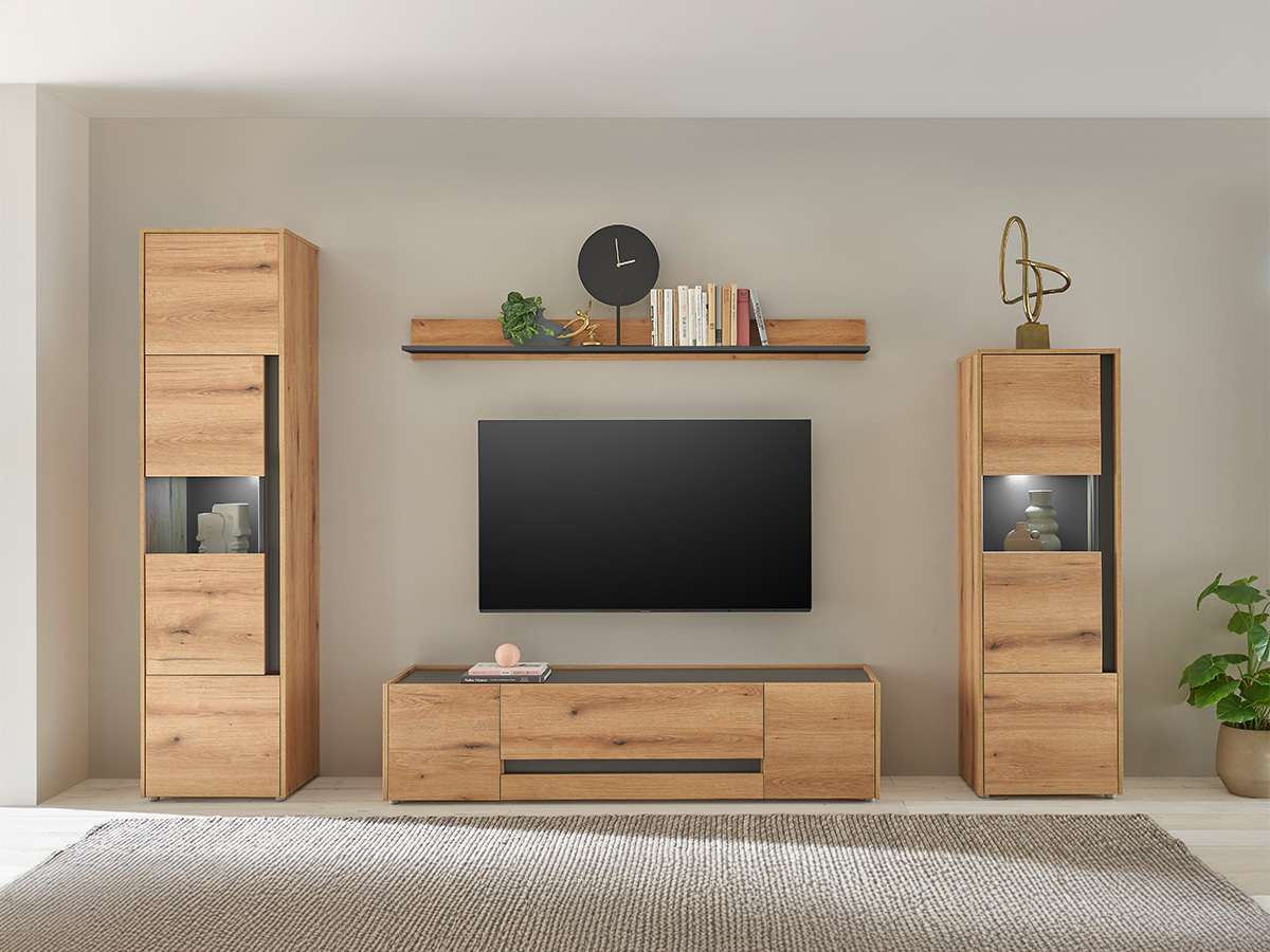 Set de living Elbsori 130 (Stejar + Antracit)