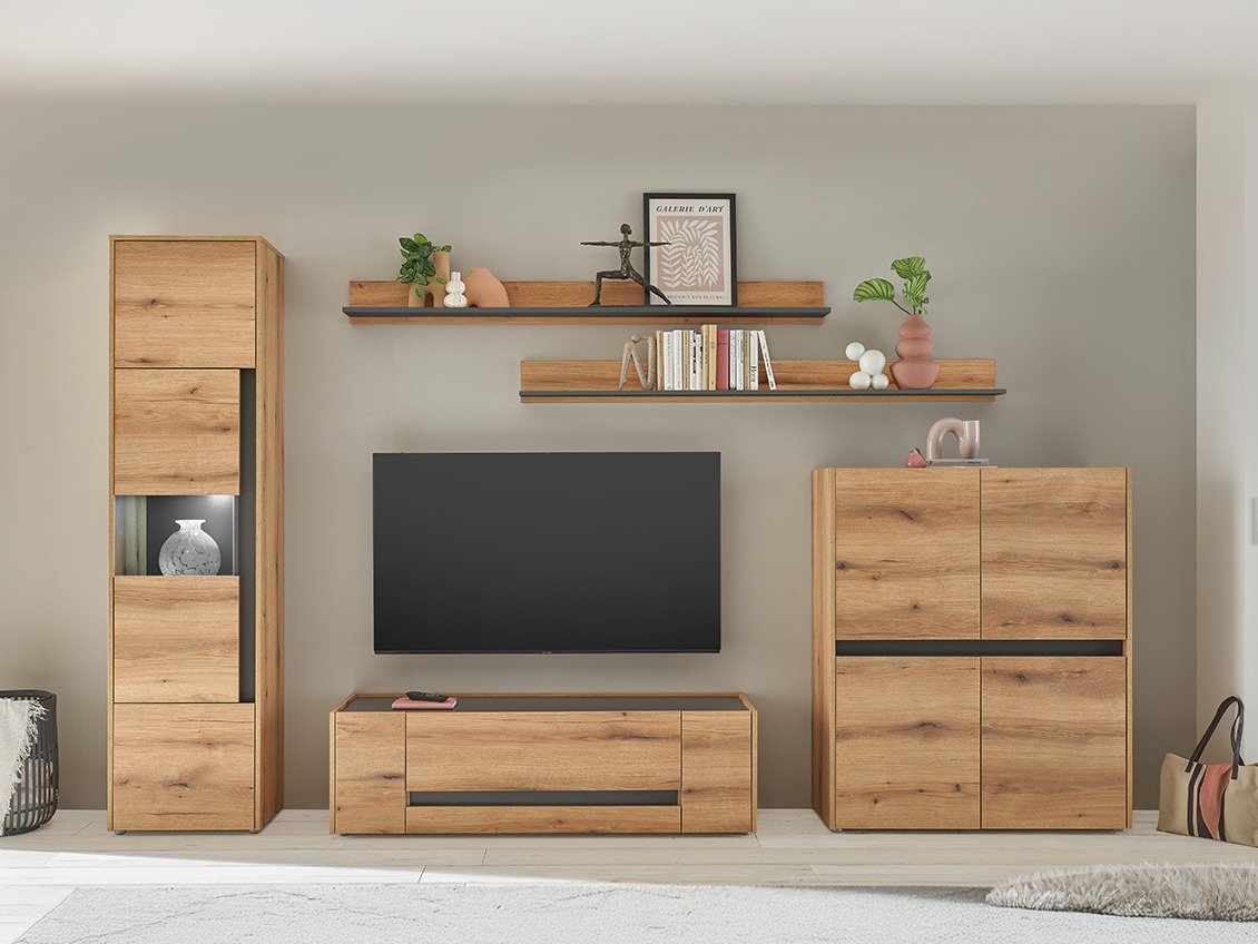 Set de living Elbsori 131 (Stejar + Antracit)