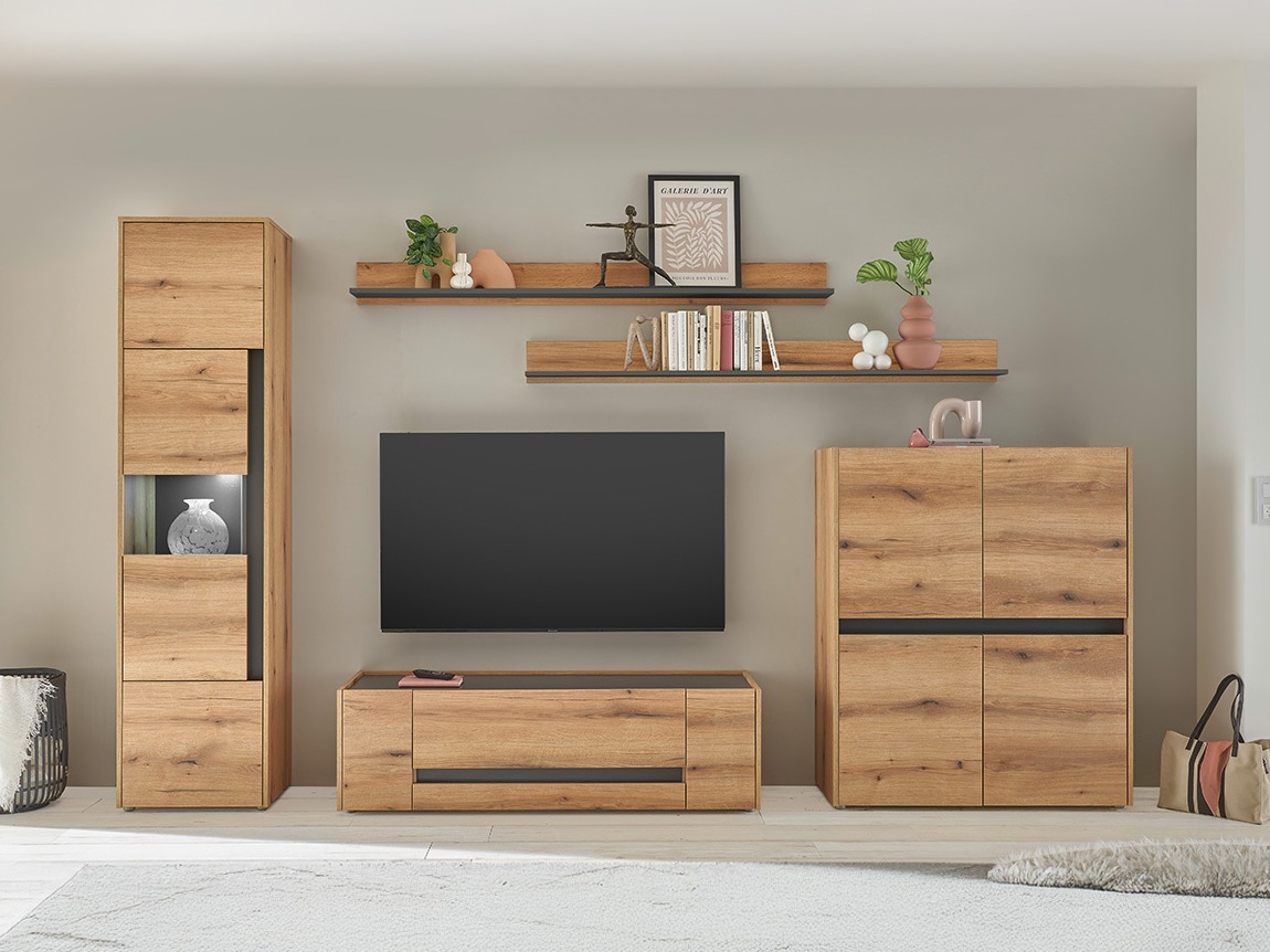 Set de living Elbsori 131 (Stejar + Antracit)