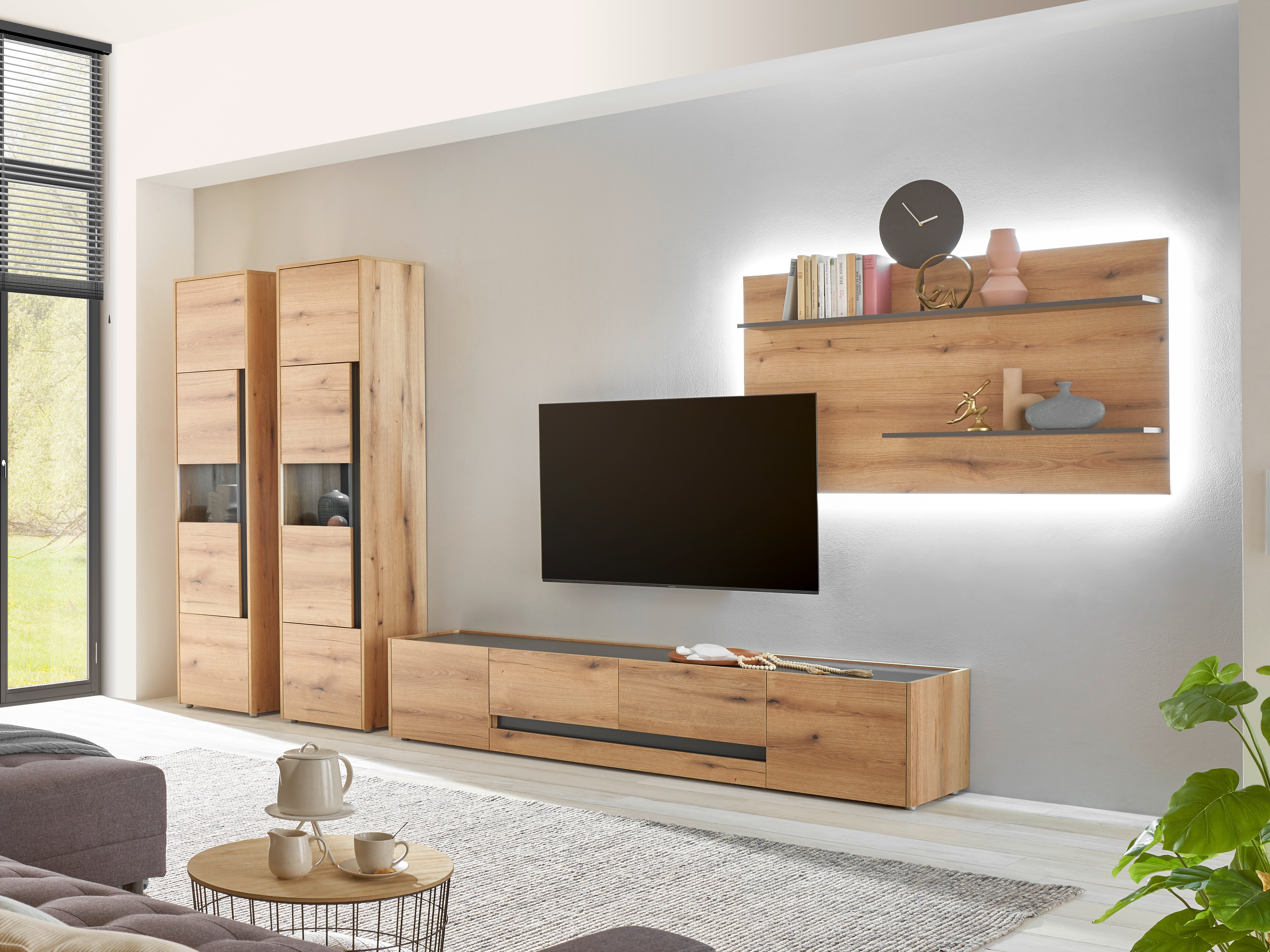 Set de living Elbsori 132 (Stejar + Antracit)