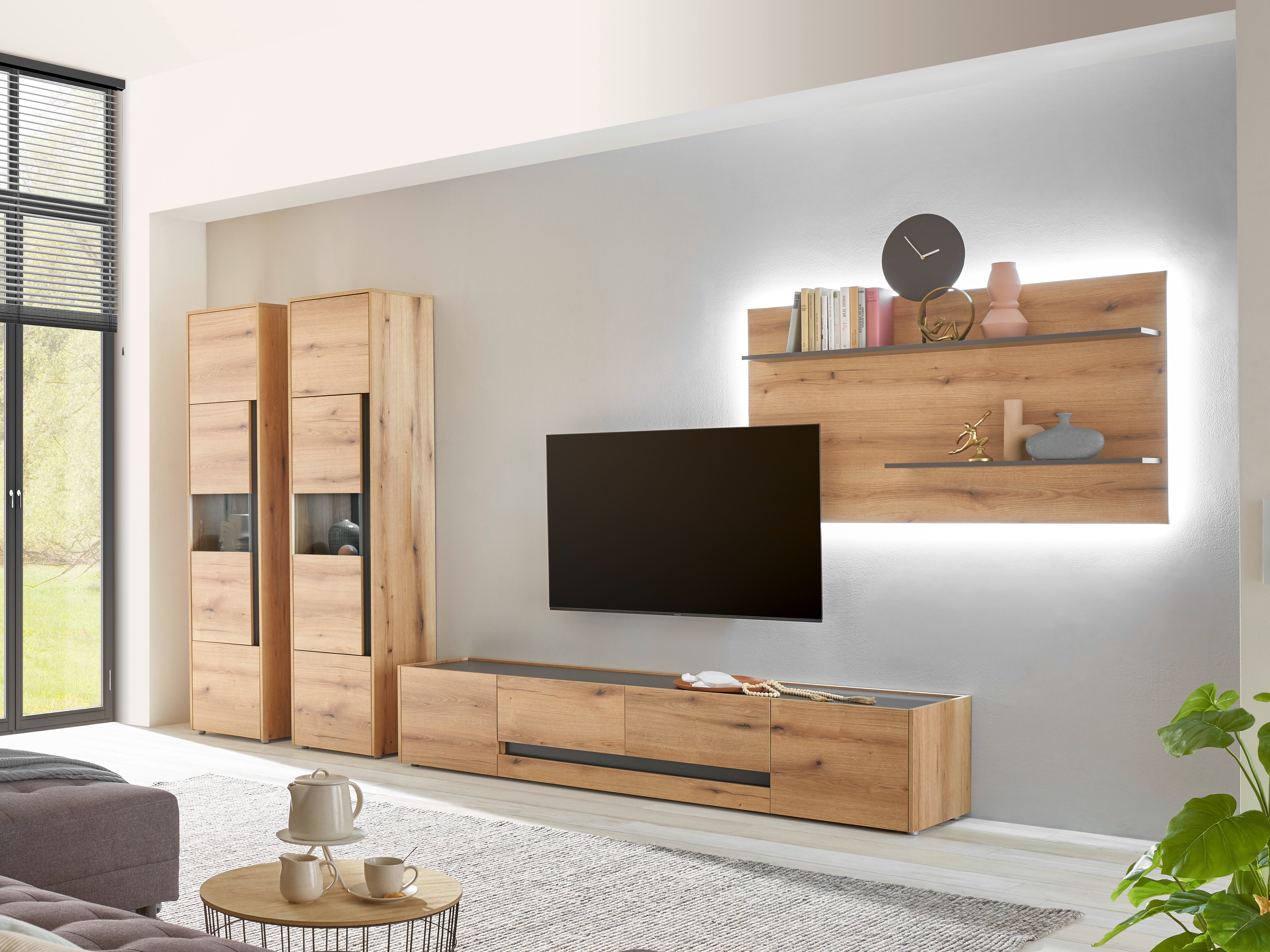 Set de living Elbsori 132 (Stejar + Antracit)