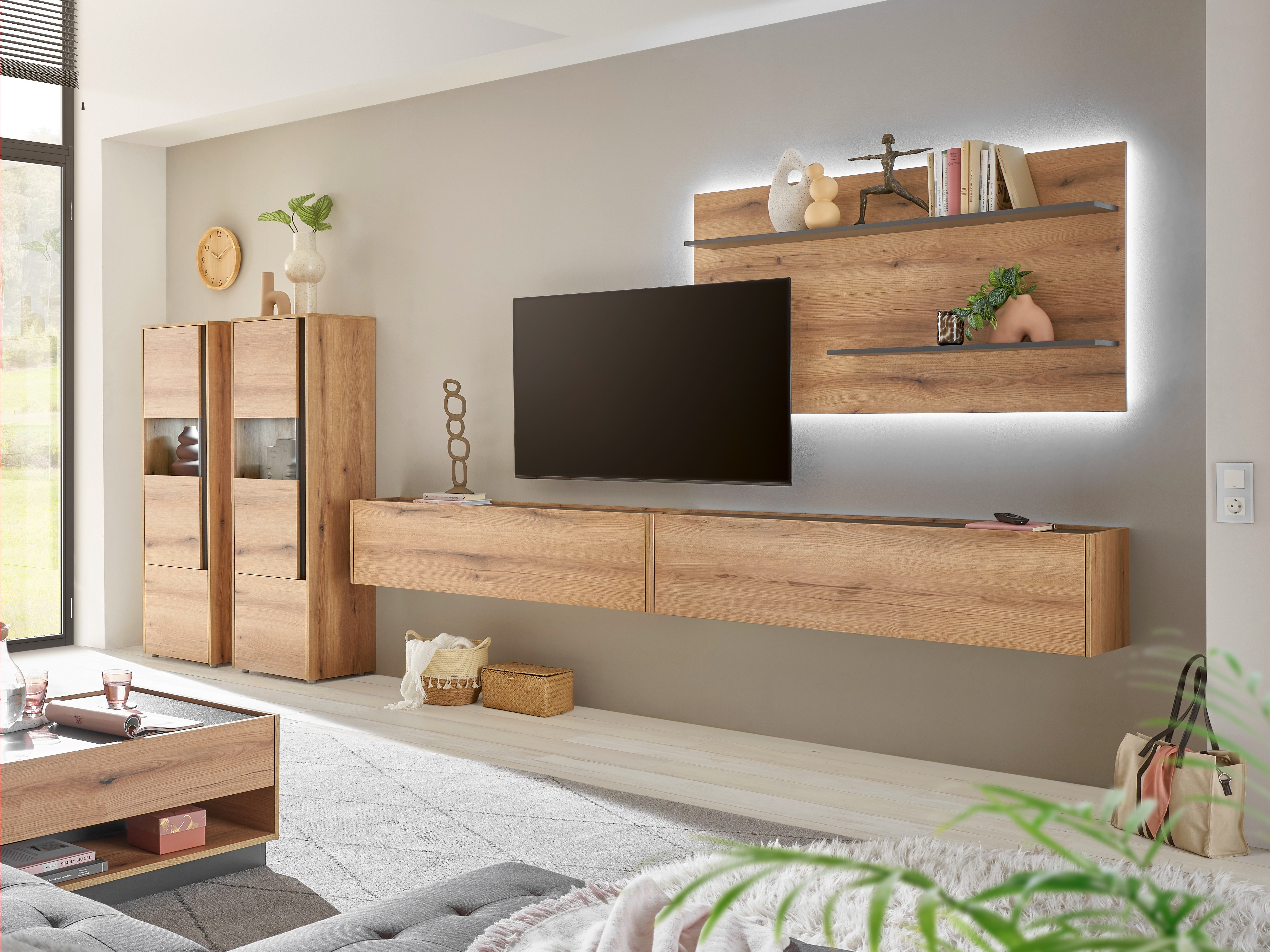 Set de living Elbsori 135 (Stejar + Antracit)