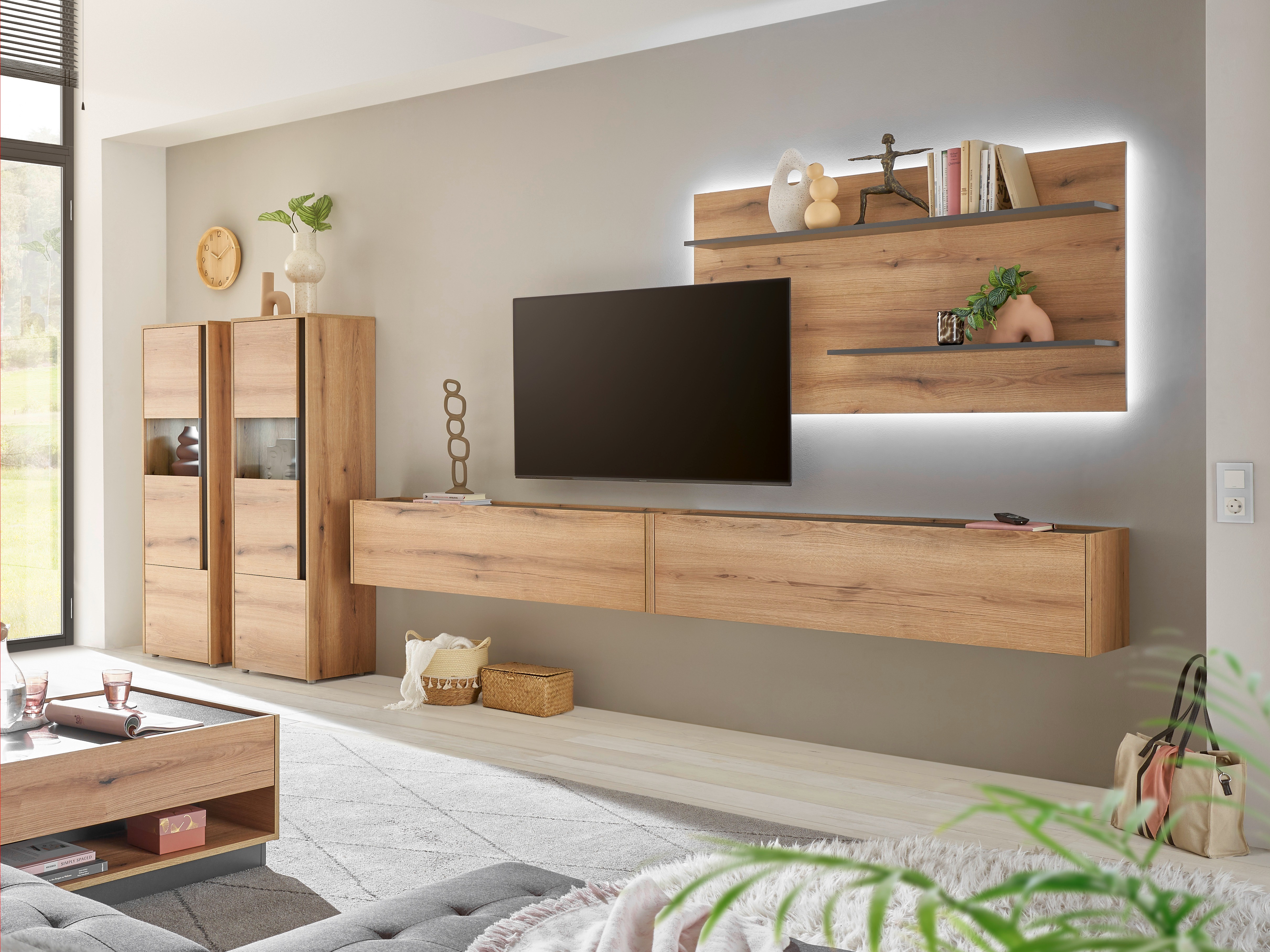 Set de living Elbsori 135 (Stejar + Antracit)