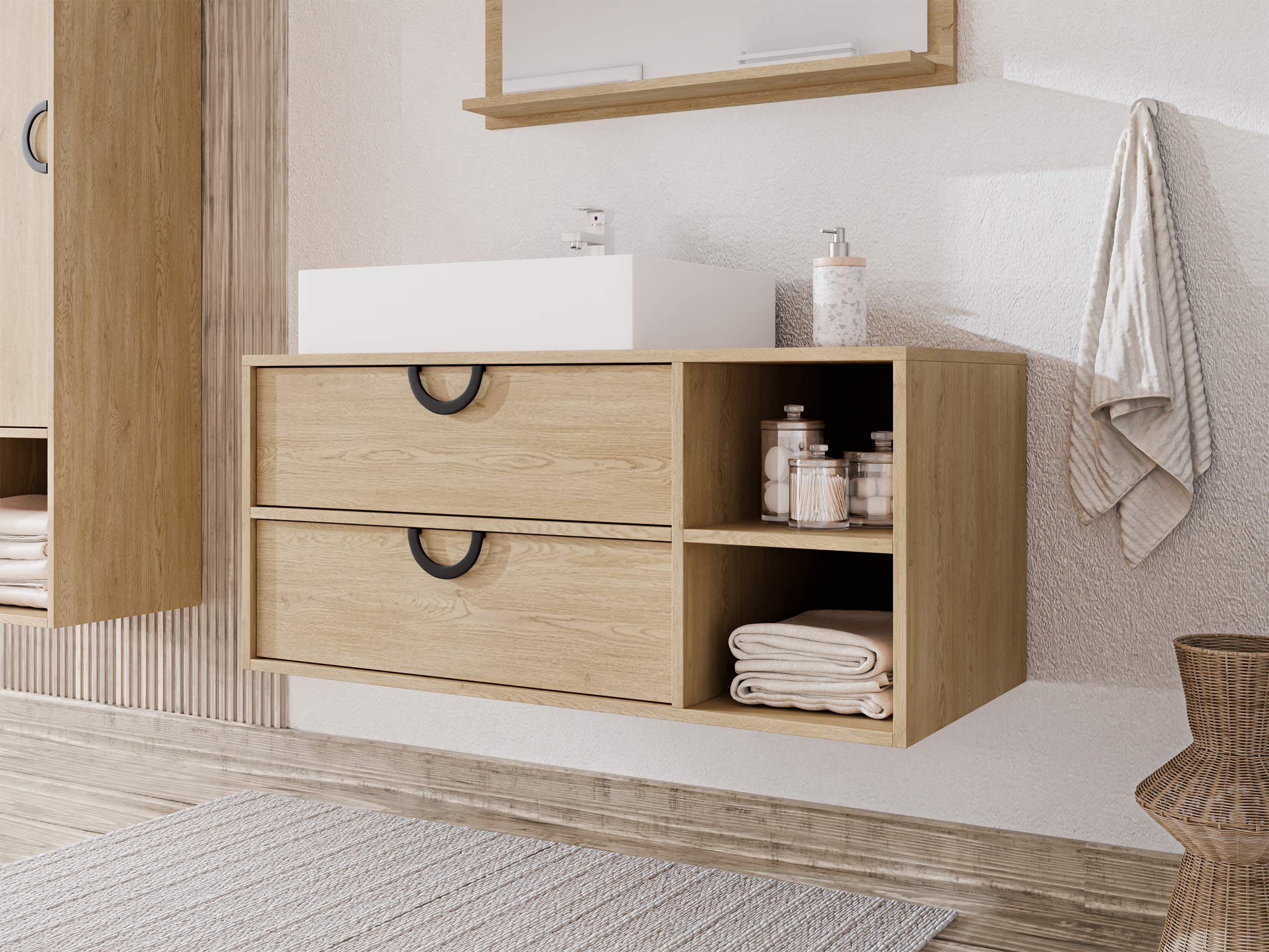 Cabinet atârnat pentru baie Sodalis (Stejar)