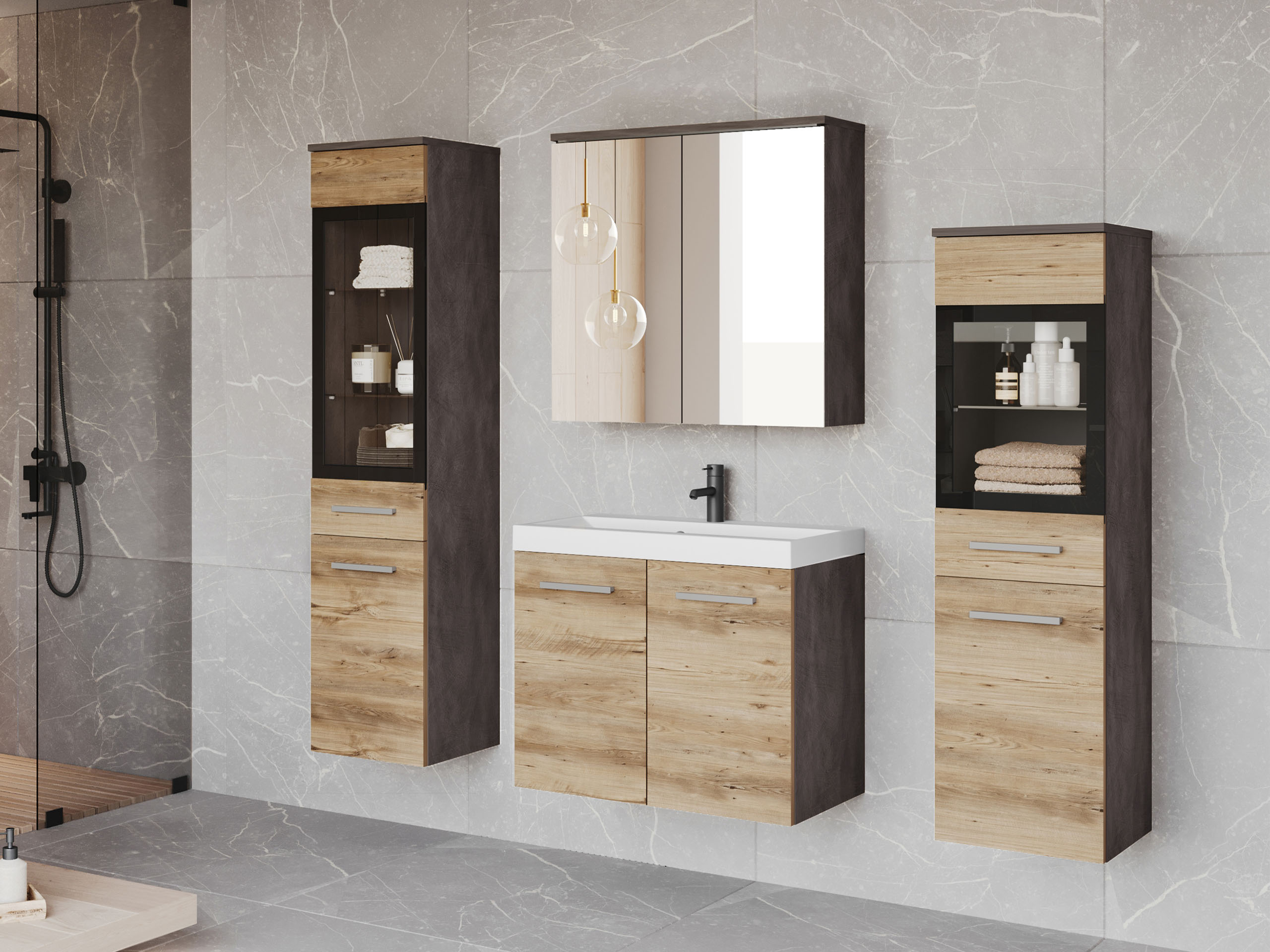 Set baie Scientia III (Matera gri + Castan)