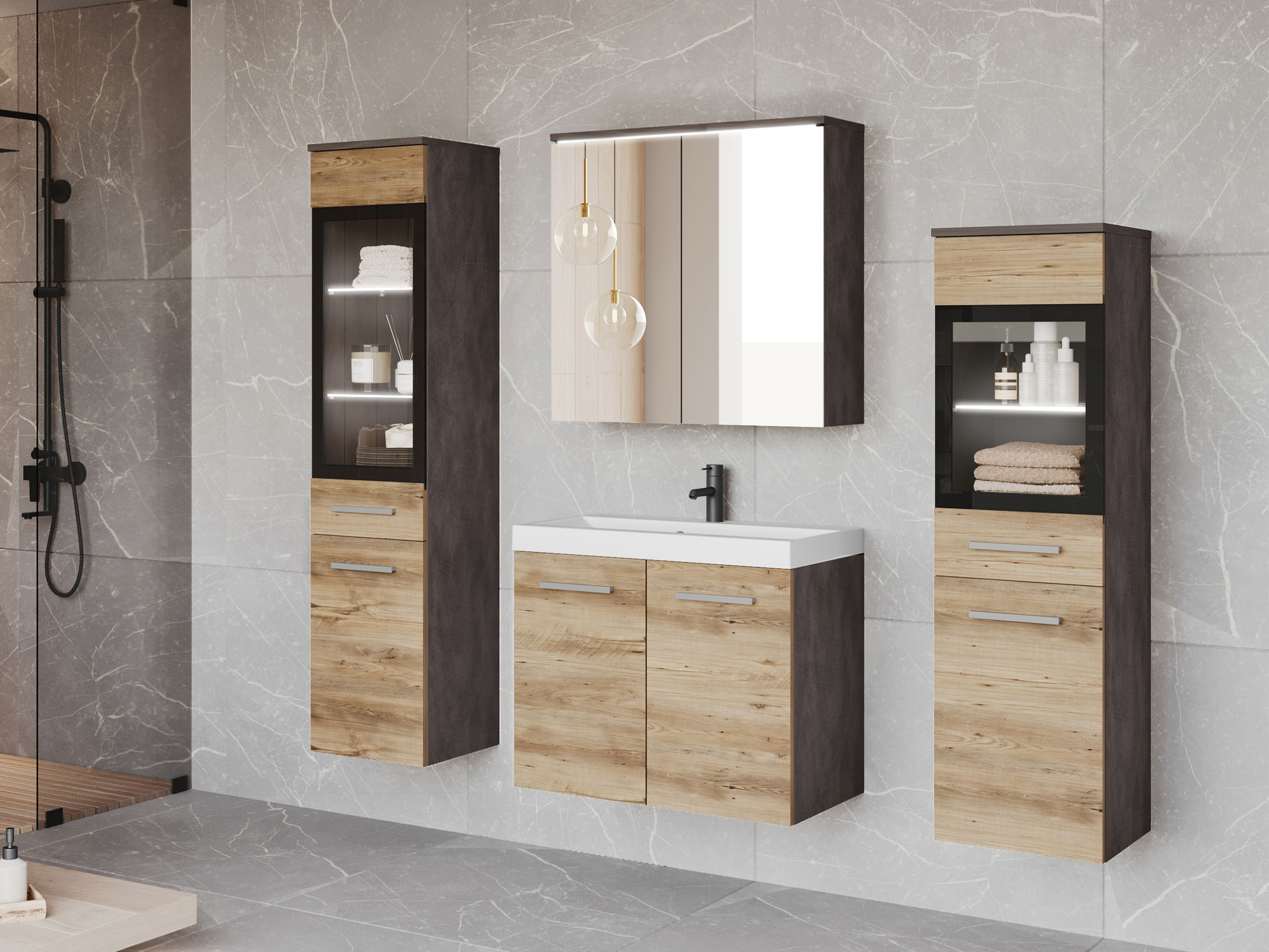 Set baie Scientia III (Matera gri + Castan)