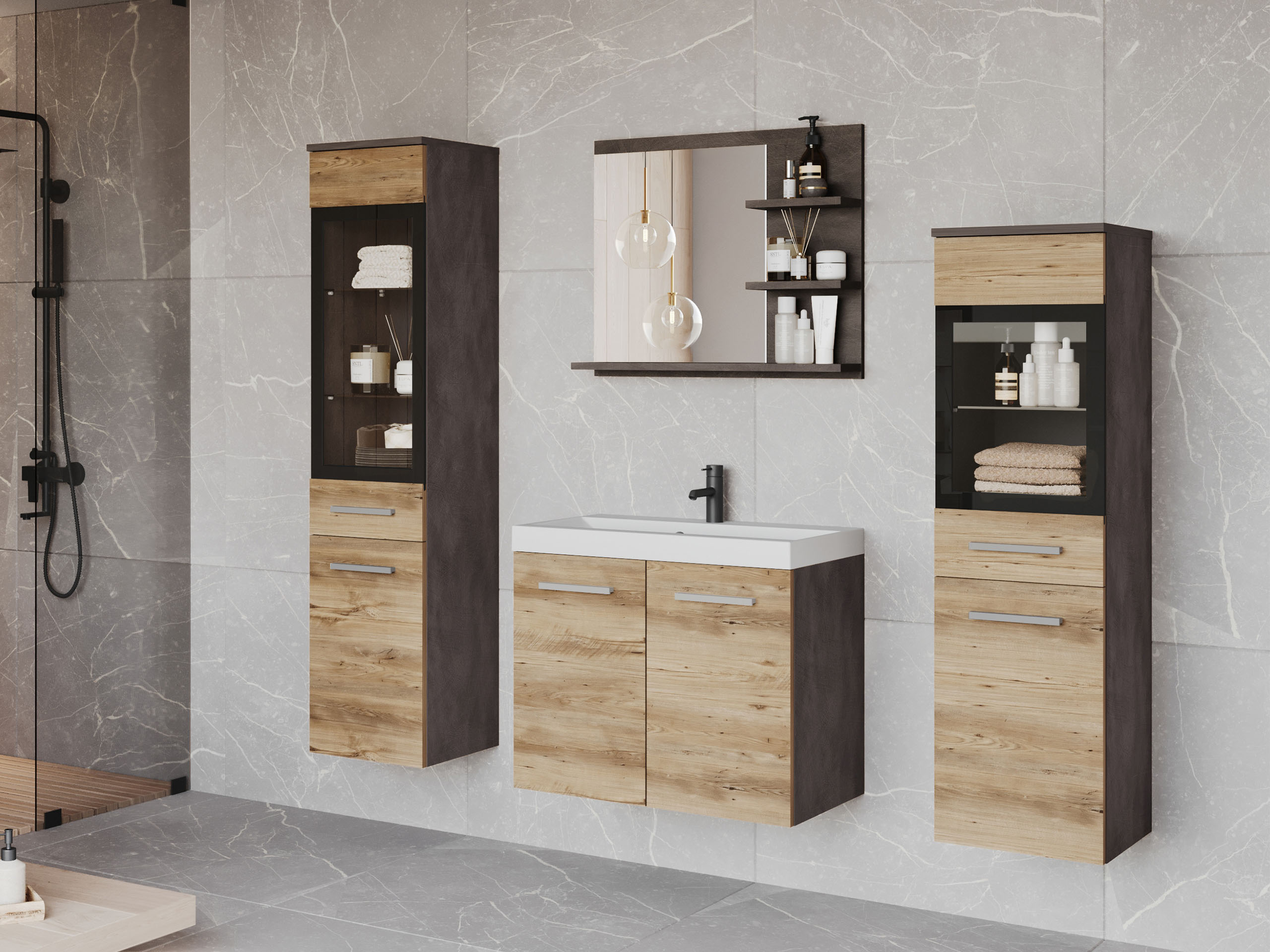 Set baie Scientia IV (Matera gri + Castan)