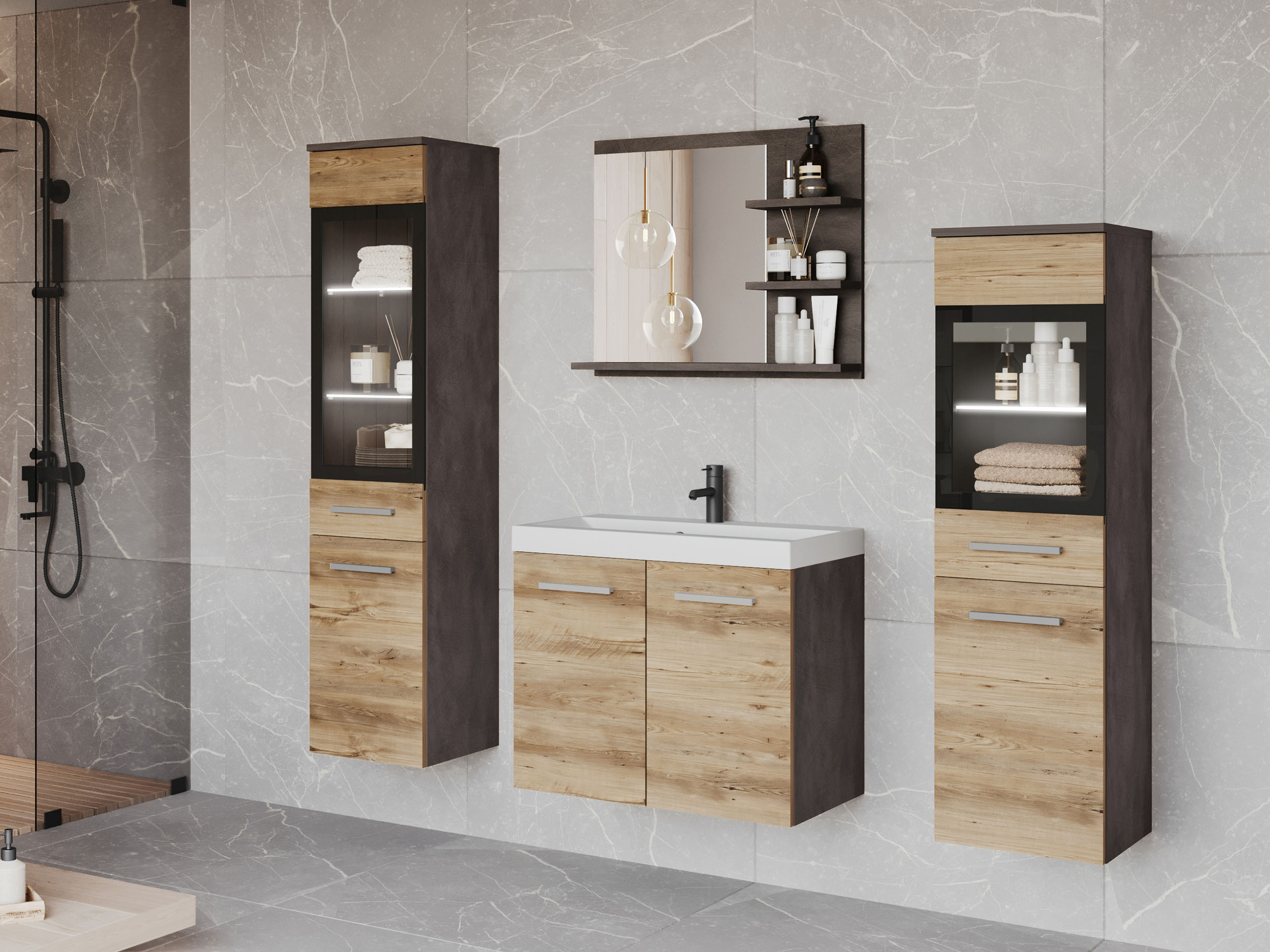 Set baie Scientia IV (Matera gri + Castan)