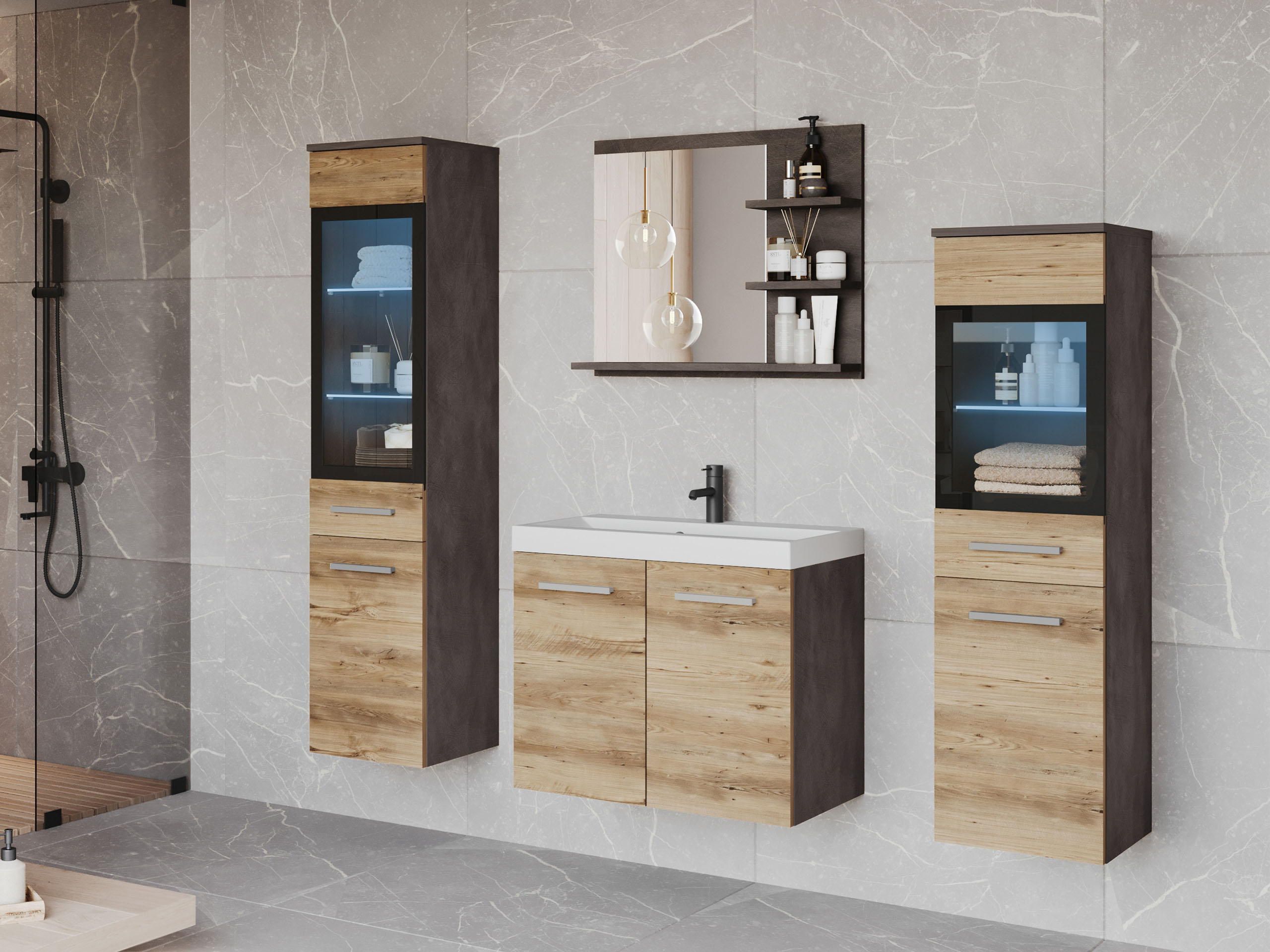 Set baie Scientia IV (Matera gri + Castan)