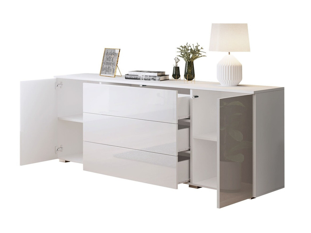 Comodă Sarasota 129 (Stejar Wotan + Alb lucios)