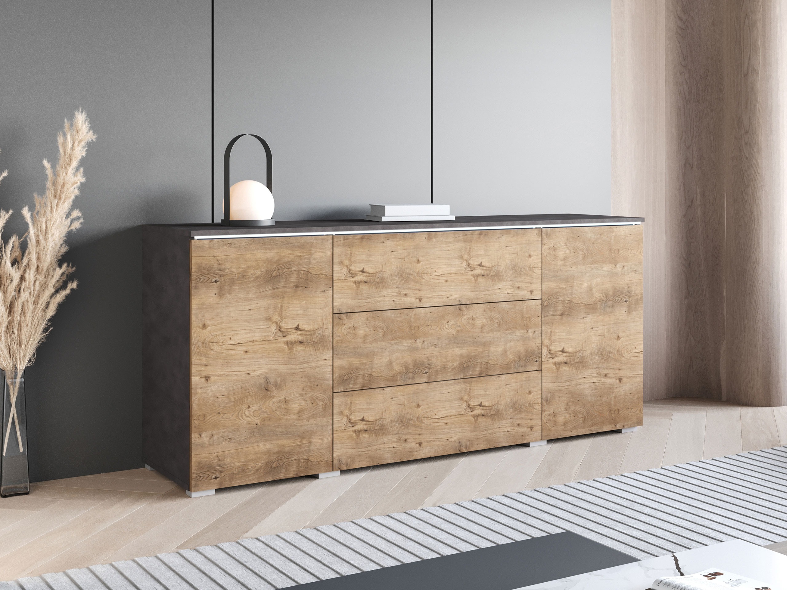 Comodă Sarasota 142 (Matera gri + Castan)