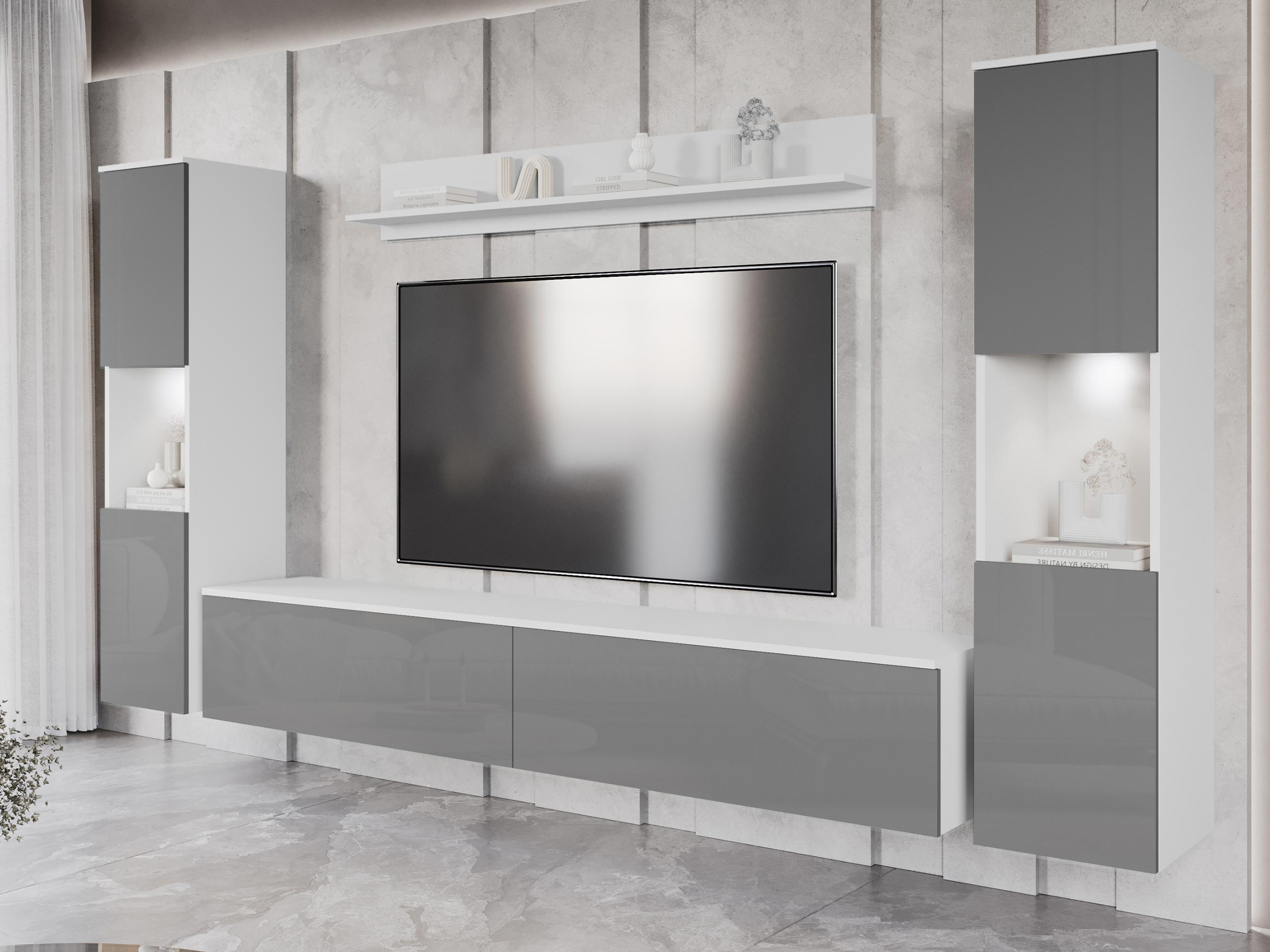 Set camera de zi Sarasota 131 (Alb + Gri lucios)