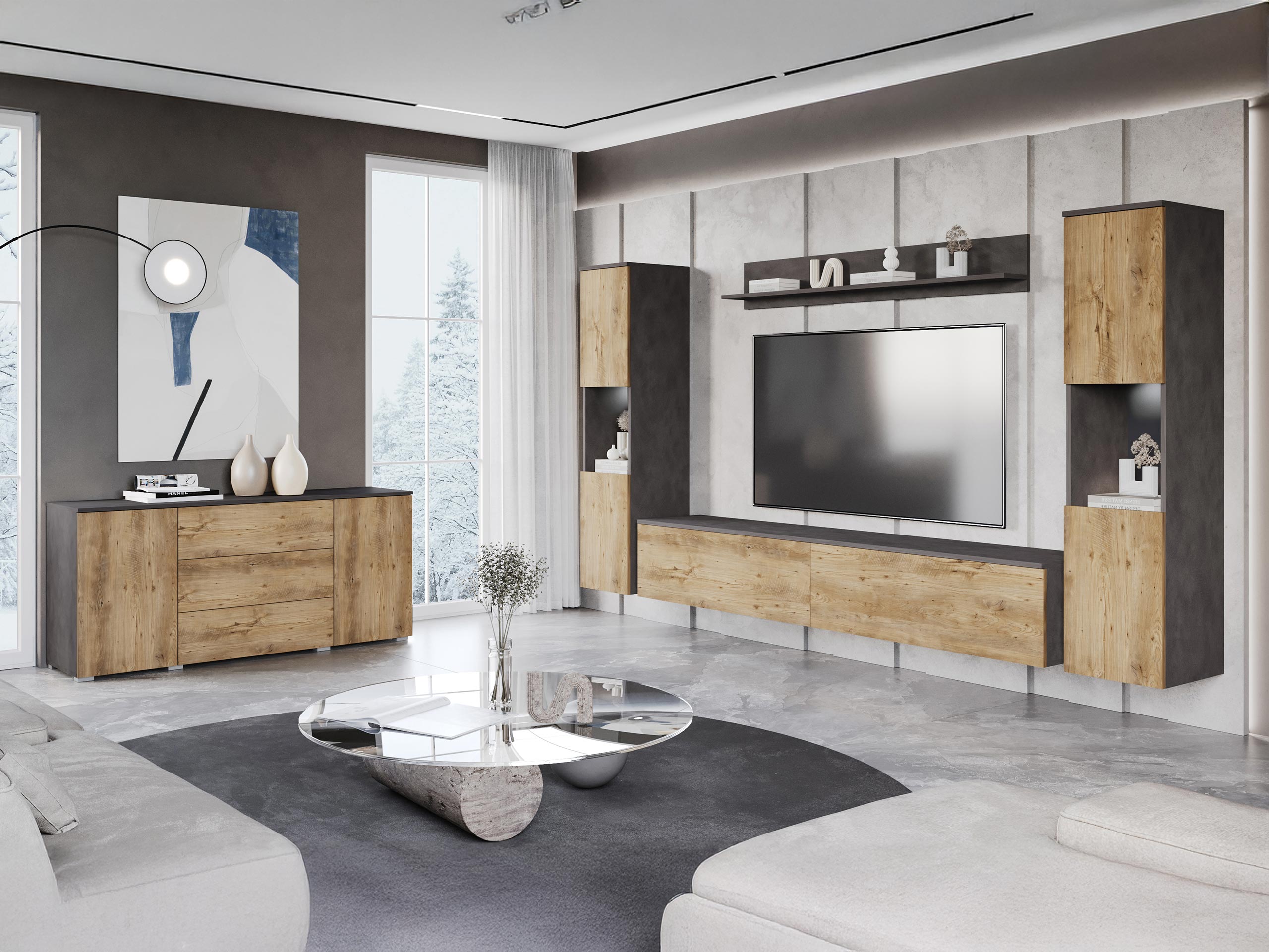 Set camera de zi Sarasota 133 (Matera gri + Castan)