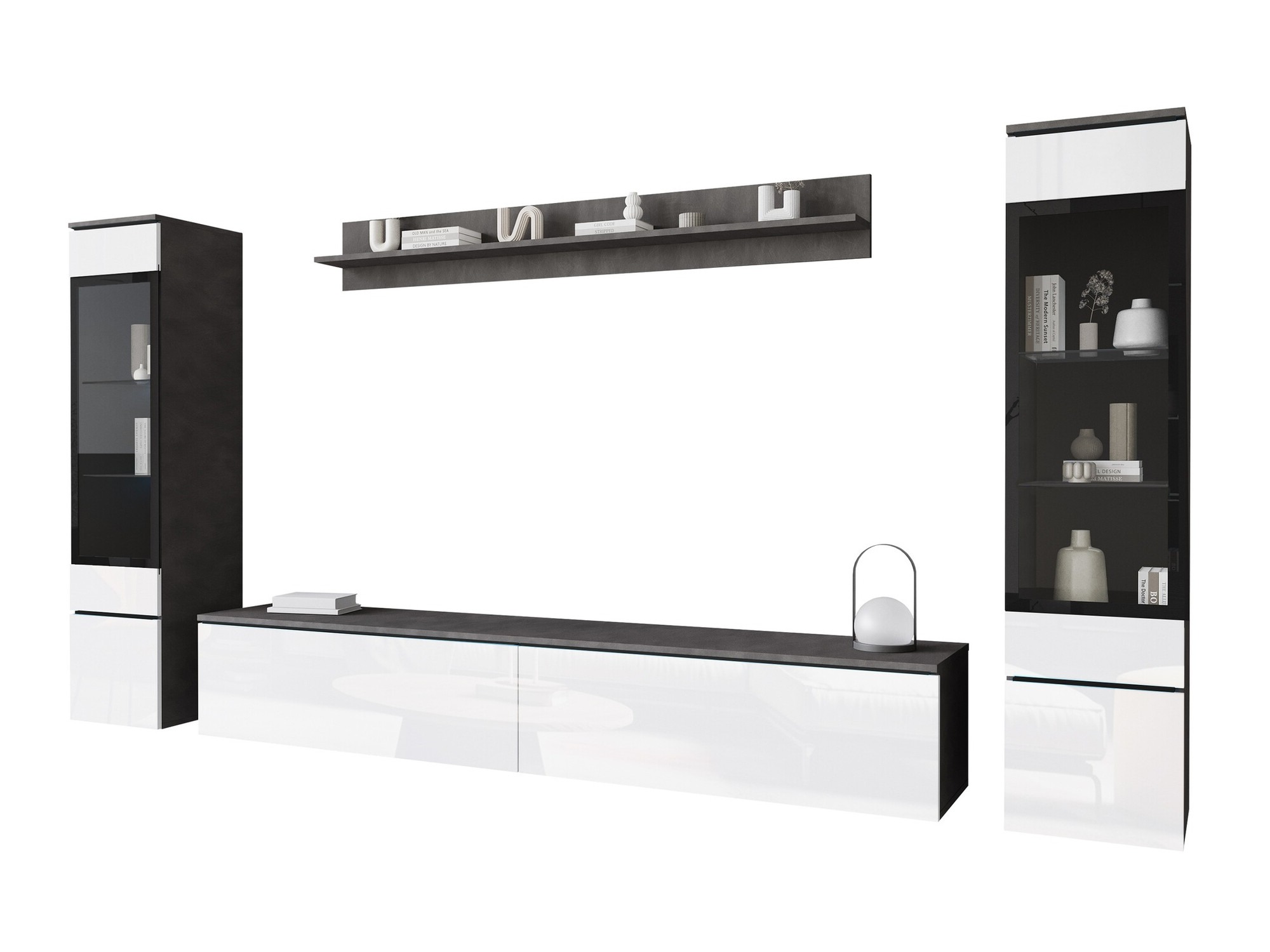 Set de living Mirfivo 101 (Matera gri + Alb lucios)