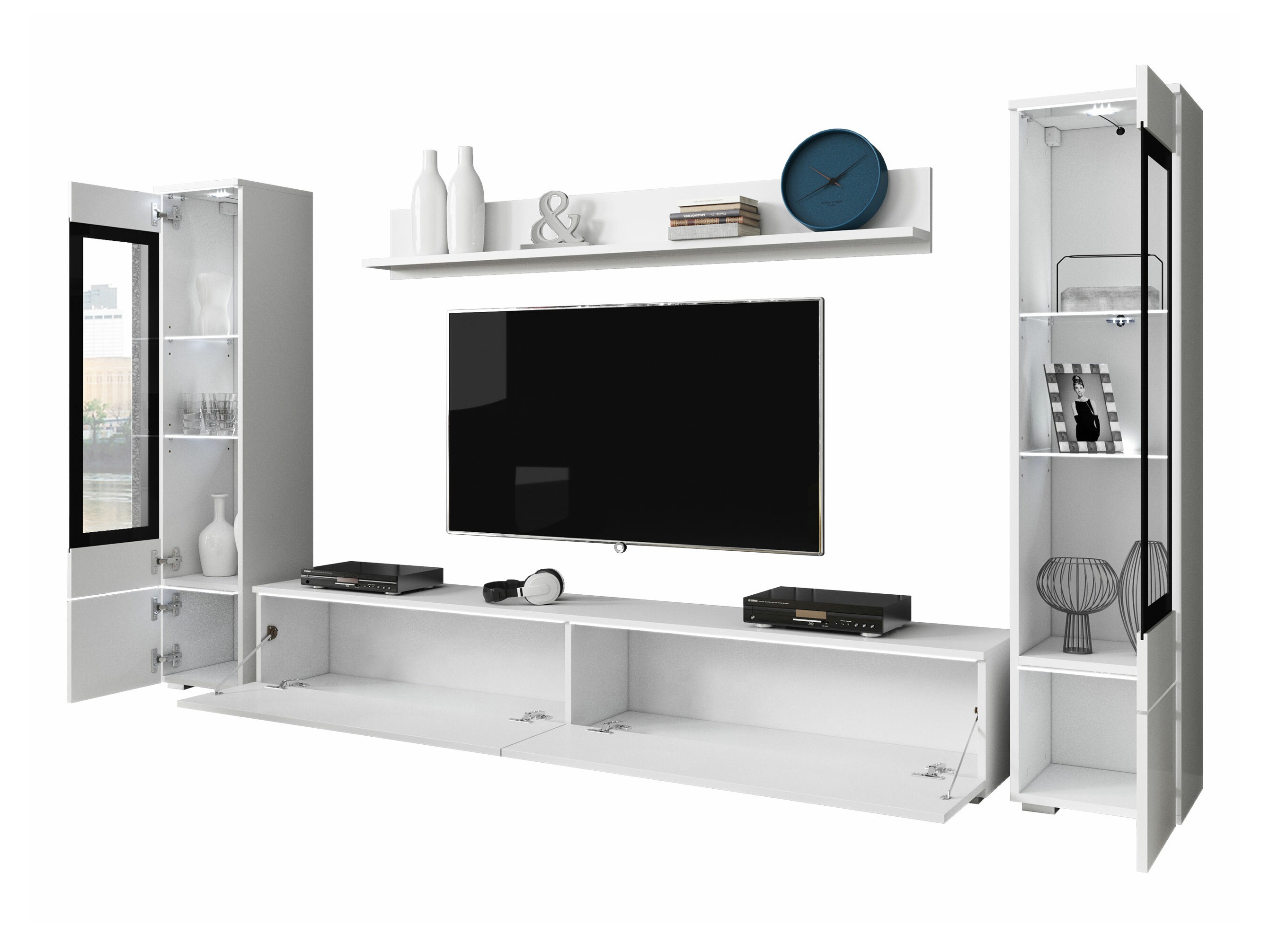 Set de living Mirfivo 101 (Matera gri + Alb lucios)