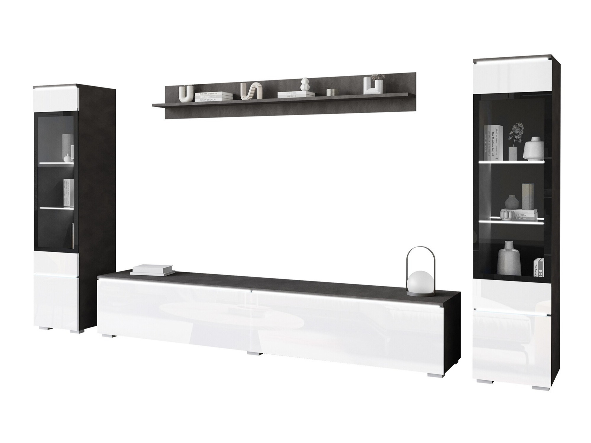 Set de living Mirfivo 101 (Matera gri + Alb lucios)
