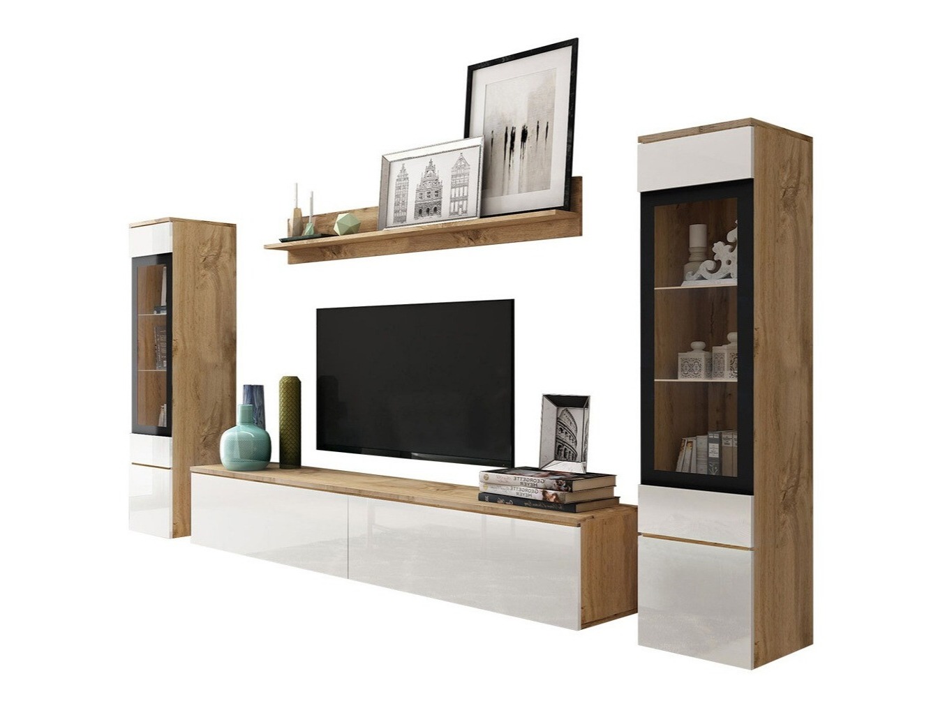 Set de living Mirfivo 101 (Stejar Wotan + Alb lucios)