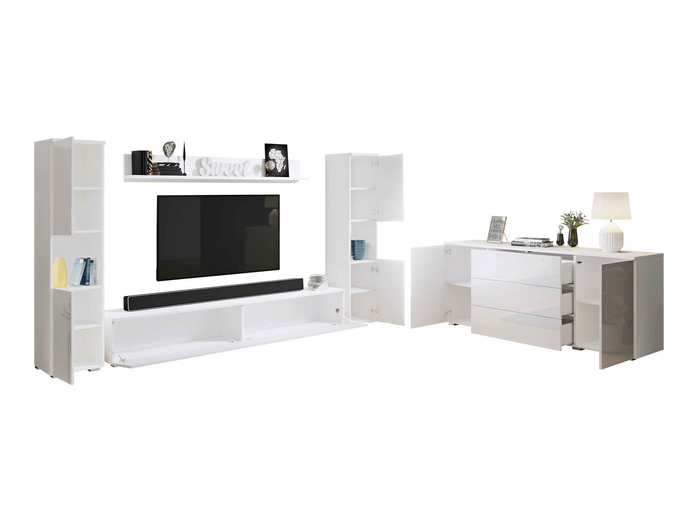 Set de living Sarasota 133 (Alb + Alb lucios)