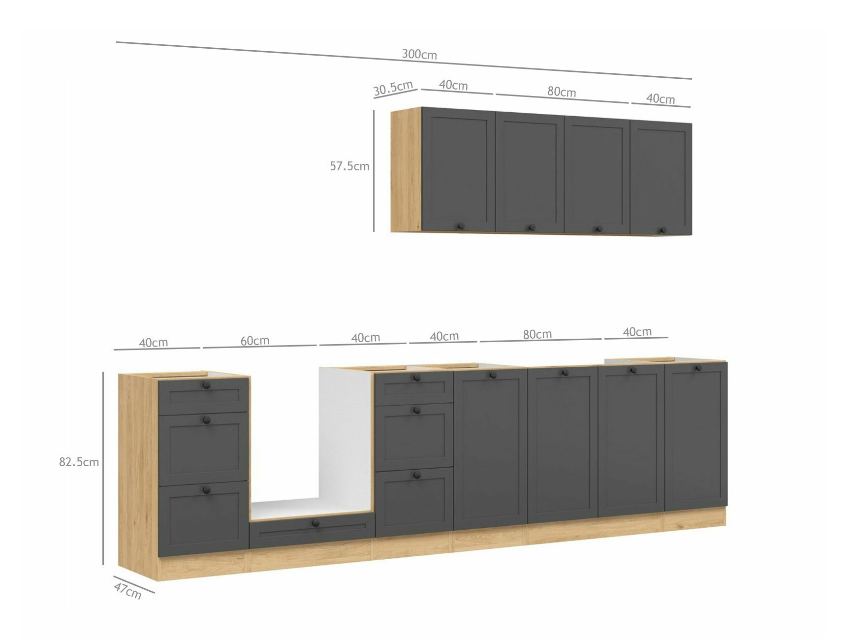 Set de bucătărie modular Classic Grey Oak 119
