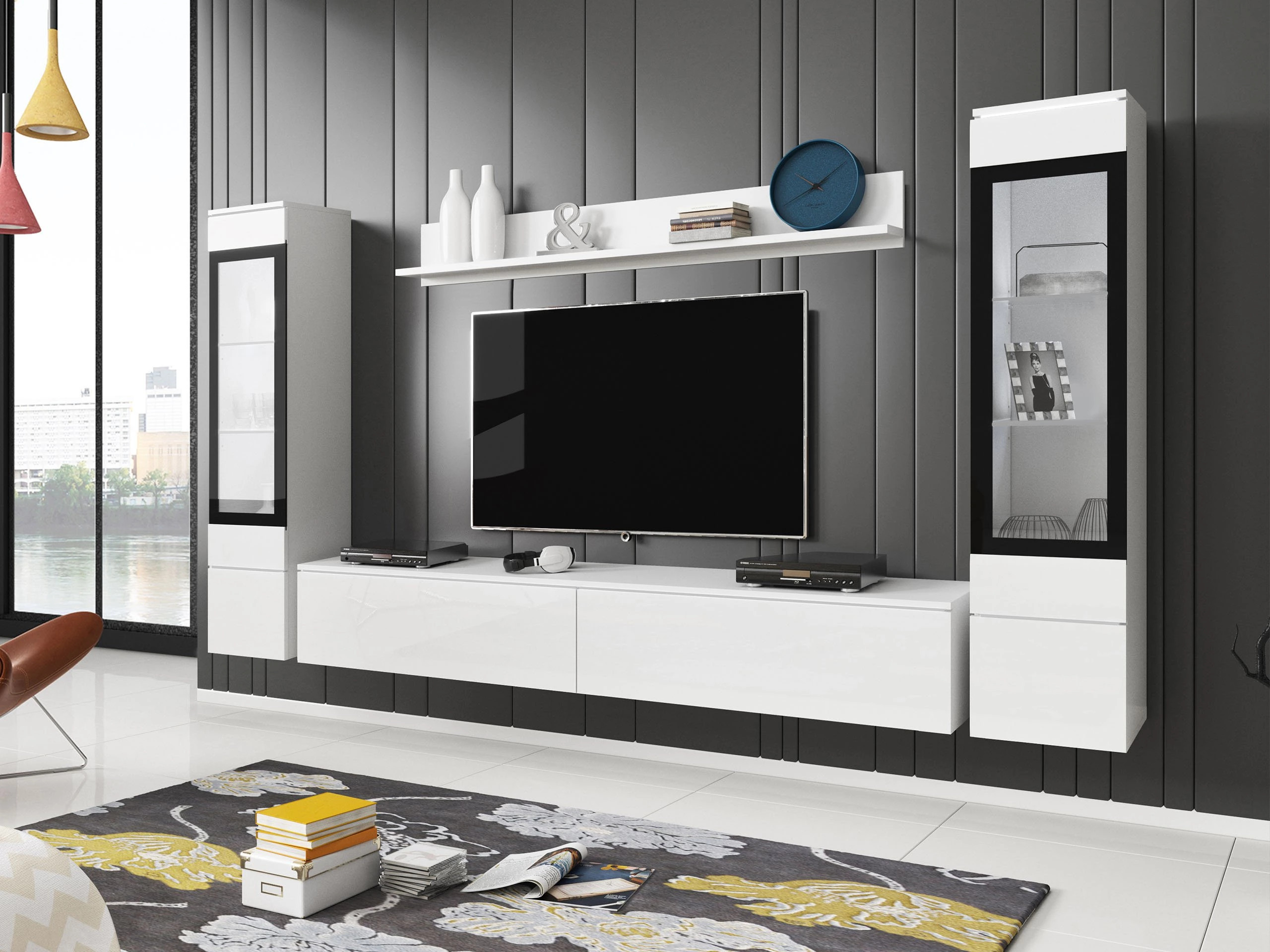 Set de living Mirfivo 101 (Alb + Alb lucios)