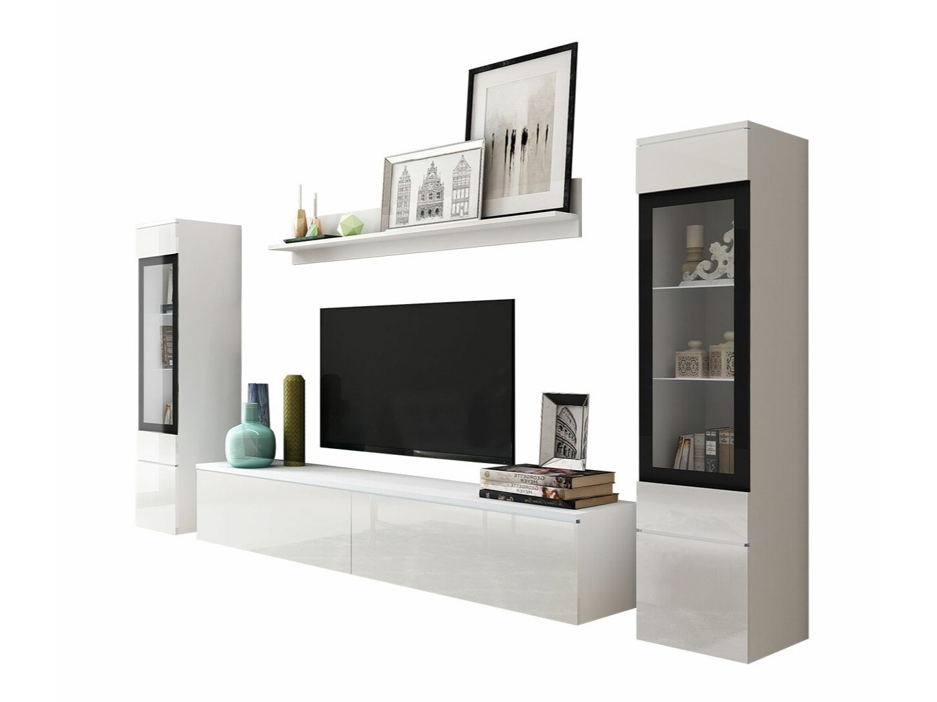 Set de living Mirfivo 101 (Alb + Alb lucios)