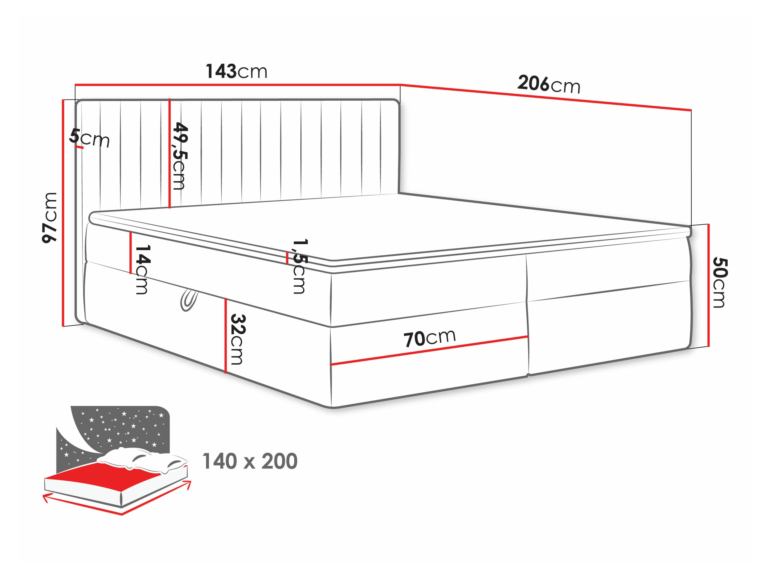 Pat boxspring Comfivo Apis I (Polo 889)