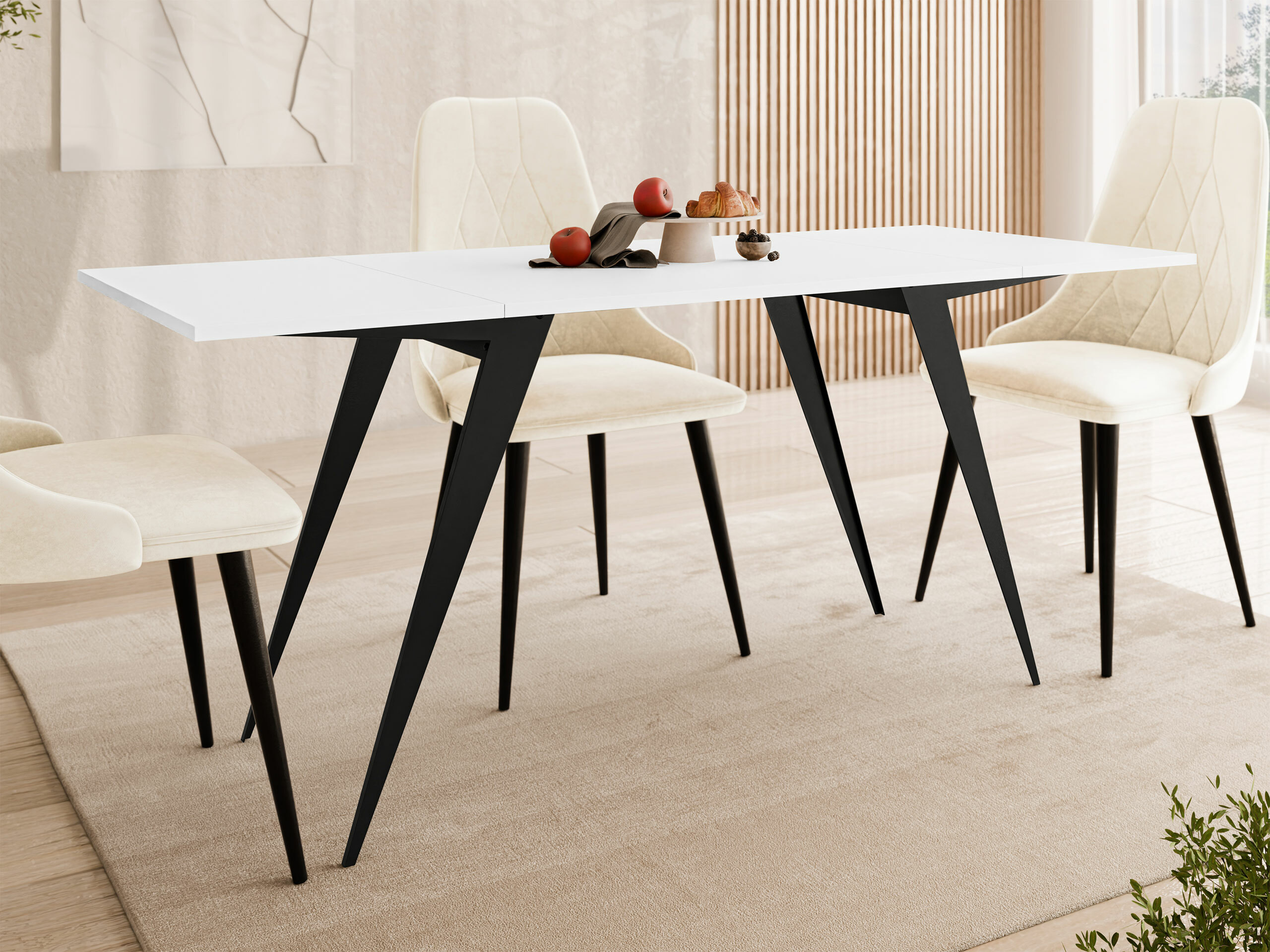 Măsuță de cafea extensibila Oswego 150 (Alb + Negru)