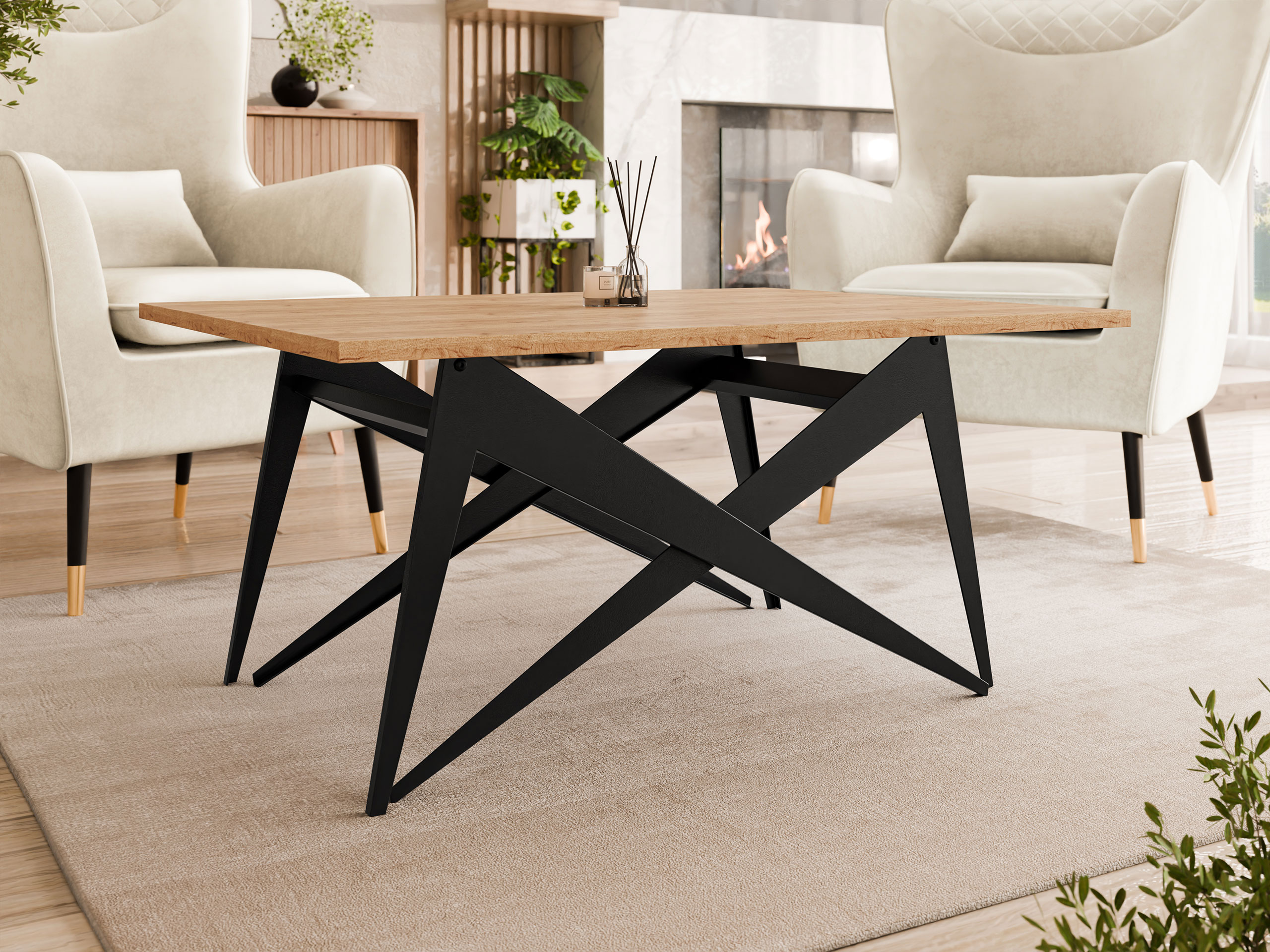 Transforming măsuță de cafea Oswego 150 (Stejar Craft auriu + Negru)