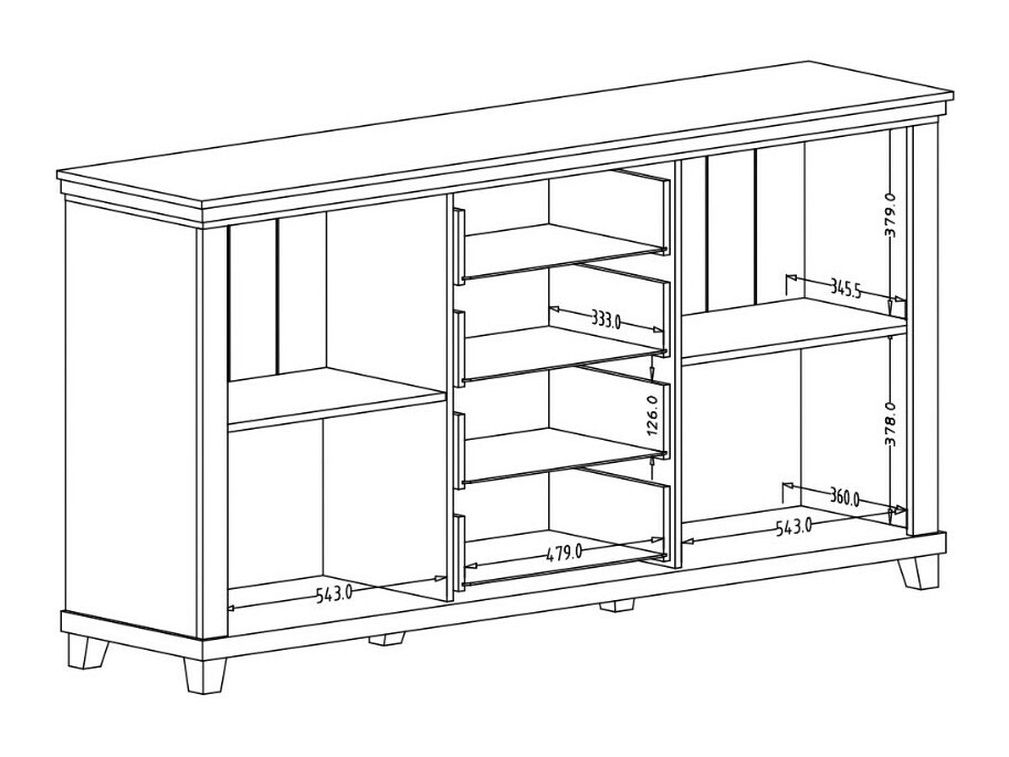 Comodă Tolnue 103 (Verde închis + Stejar lefkas)
