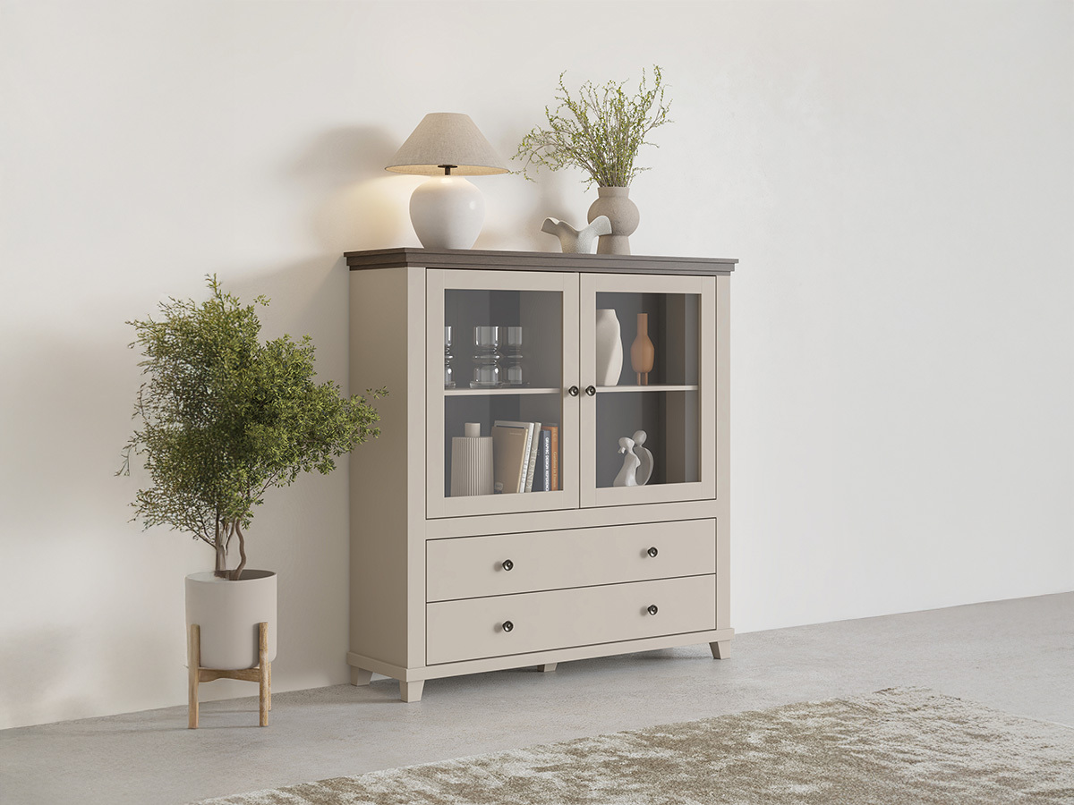 Comodă Tolnue 105 (Bej deschis + Stejar)