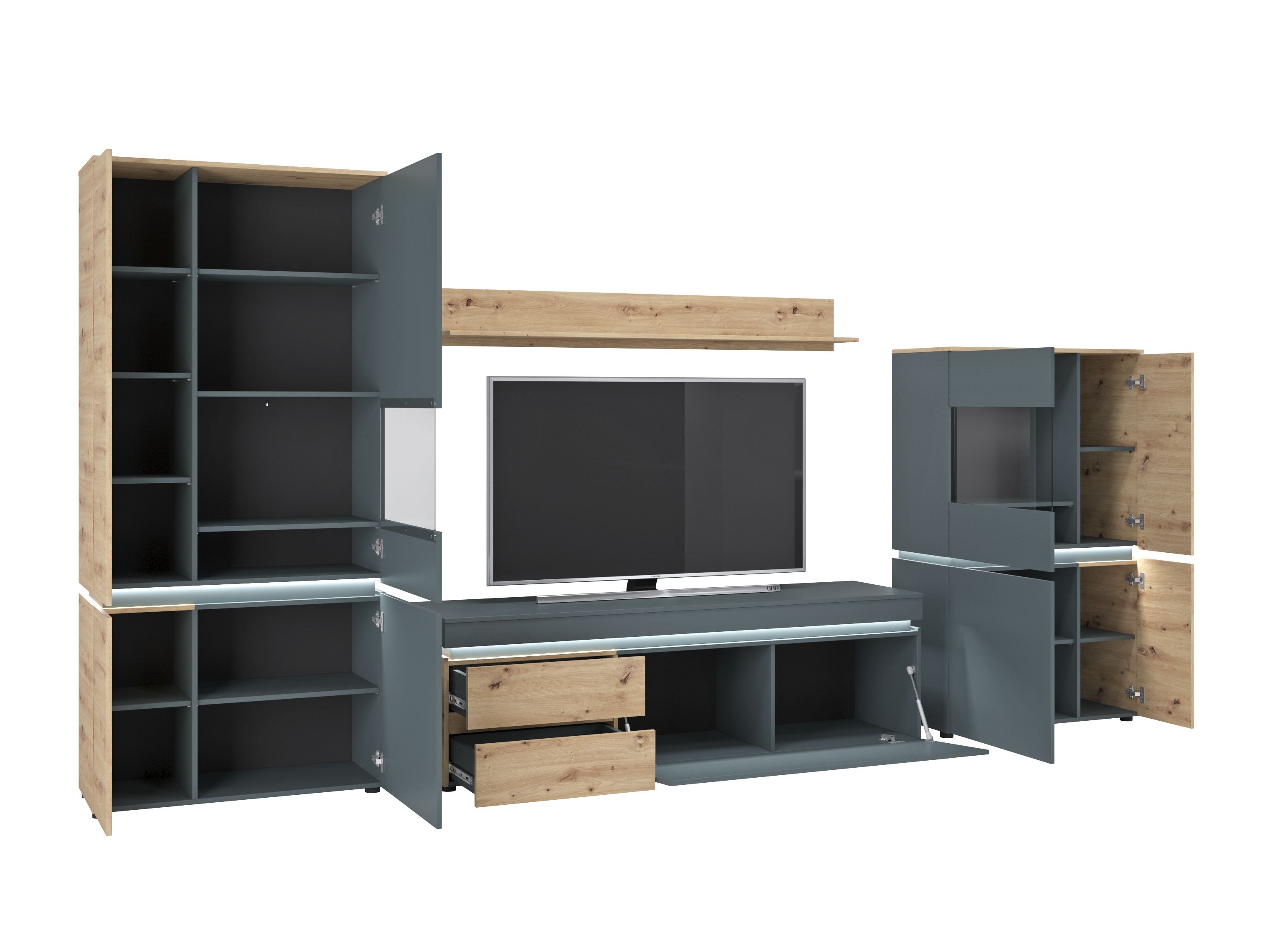 Set de living Ontario 176 (Stejar artizan + Gri)