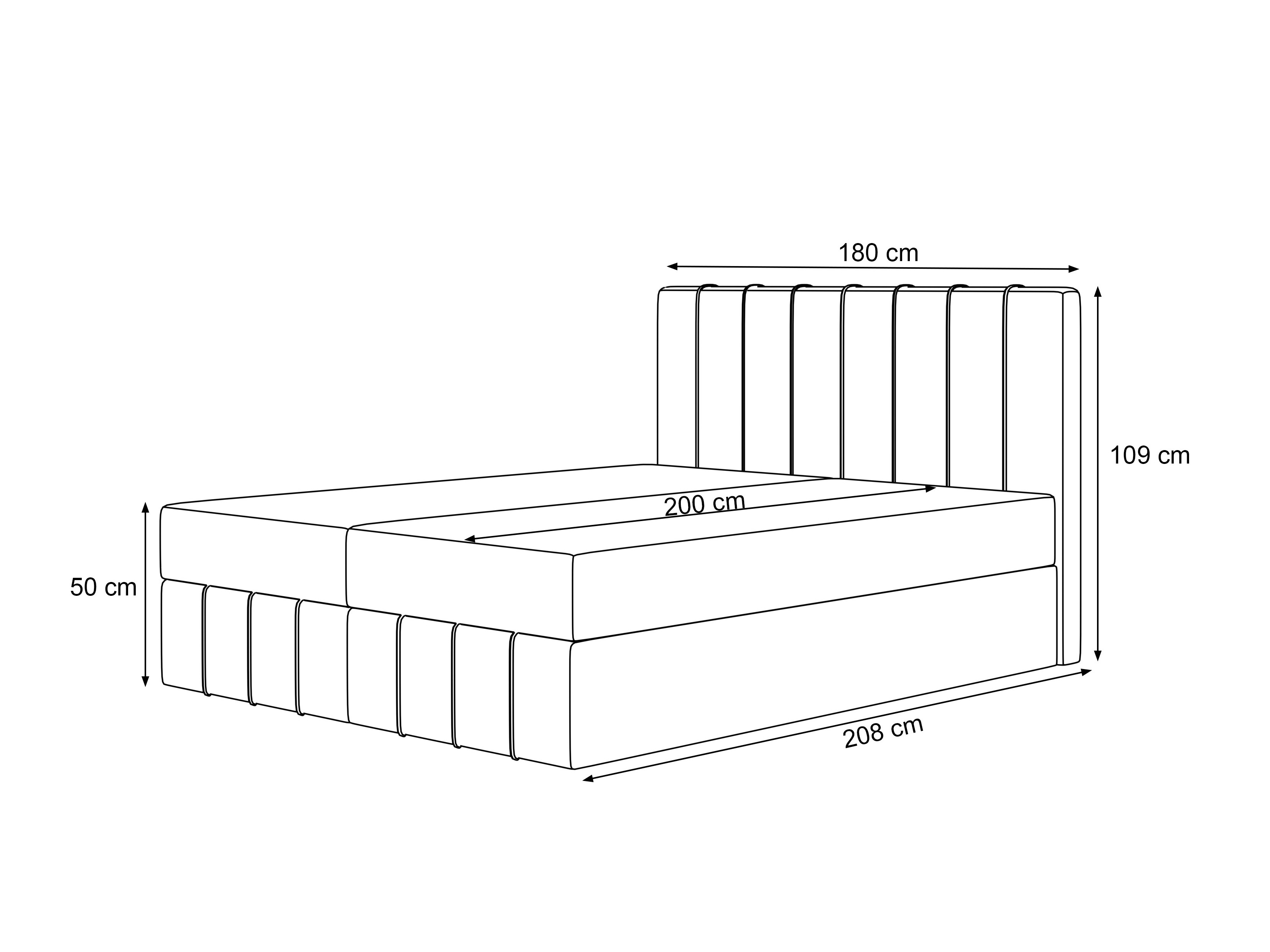 Pat boxspring Martinez 125 (Lumi 03)