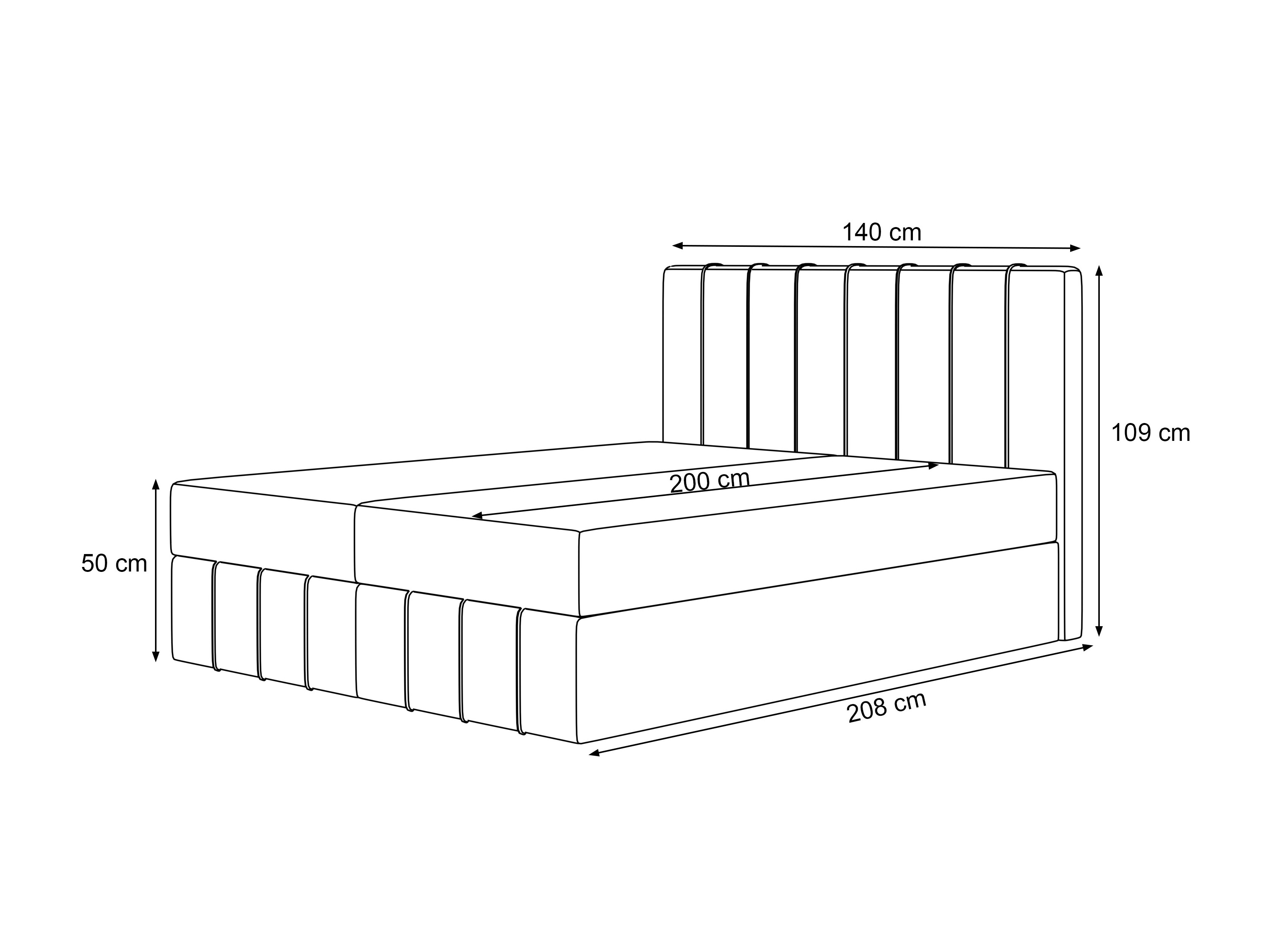 Pat boxspring Martinez 125 (Lumi 03)