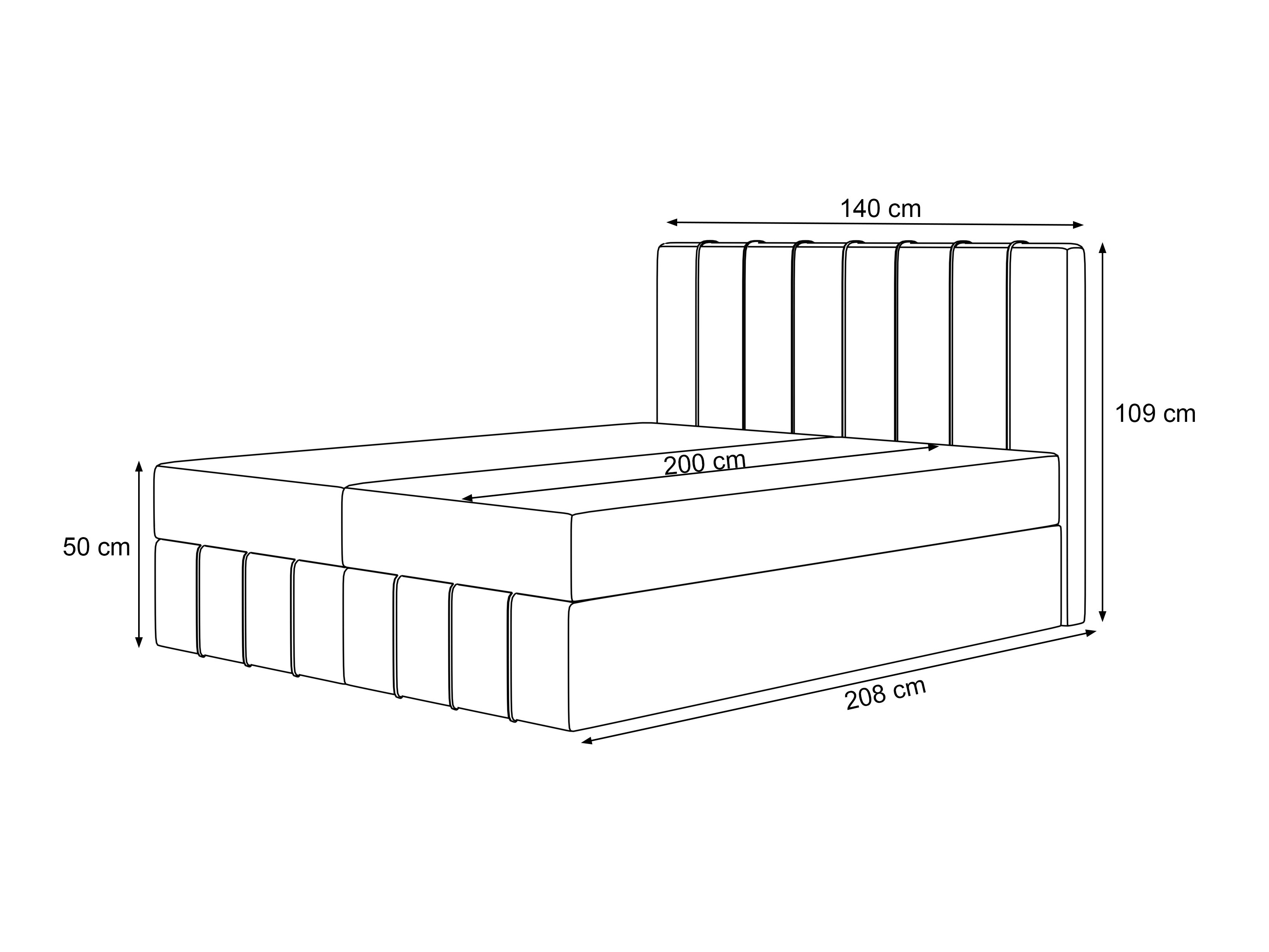Pat boxspring Martinez 125 (Lumi 19)