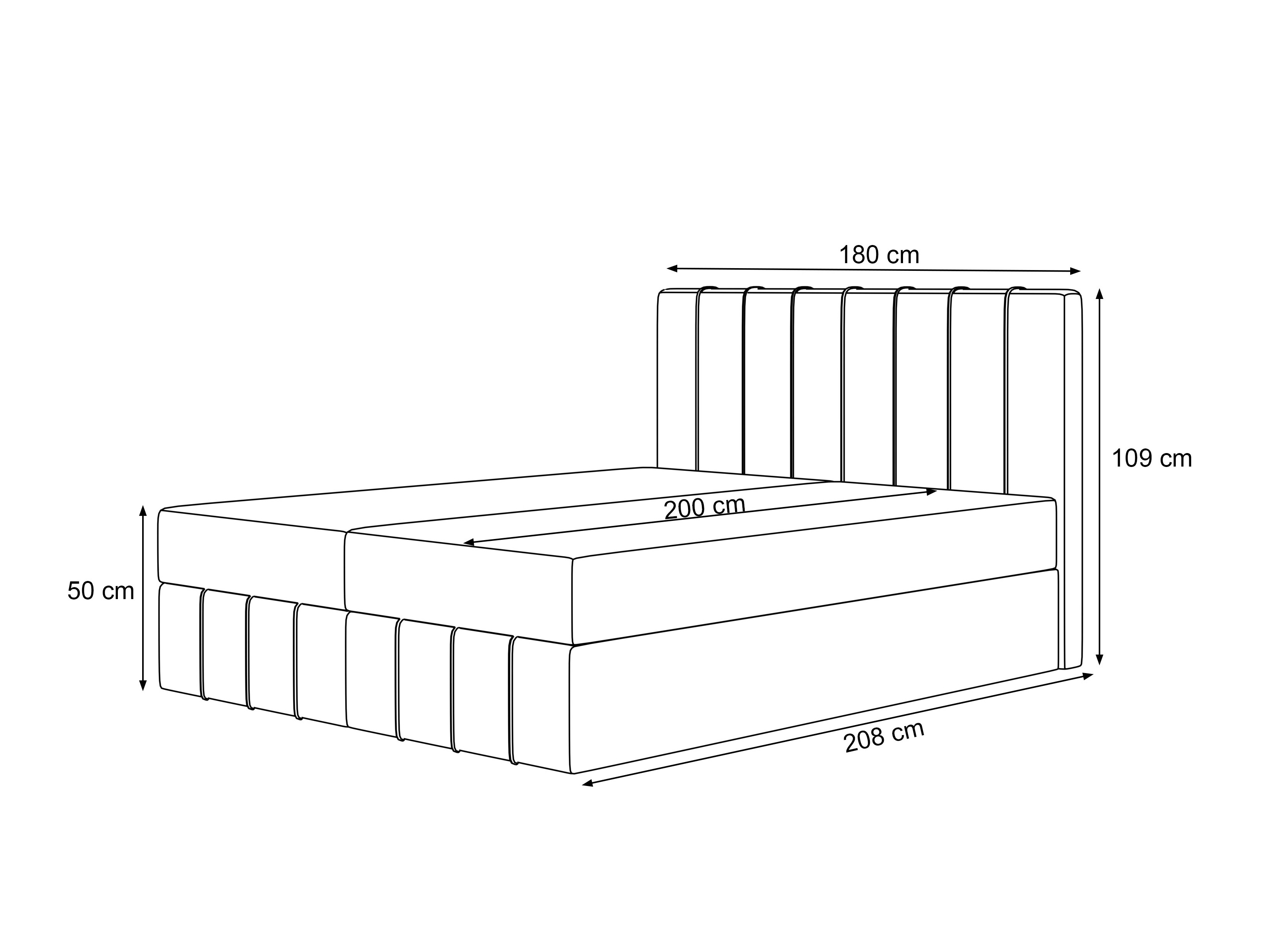 Pat boxspring Martinez 125 (Lumi 19)