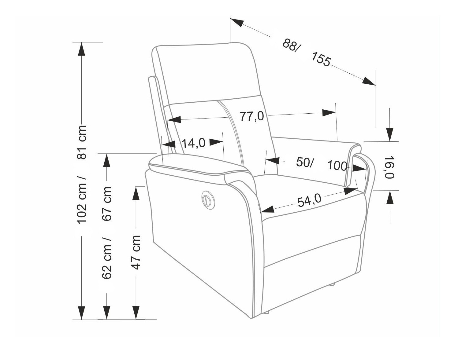 Fotoliu recliner Houston 2081 (Bluvel 14)