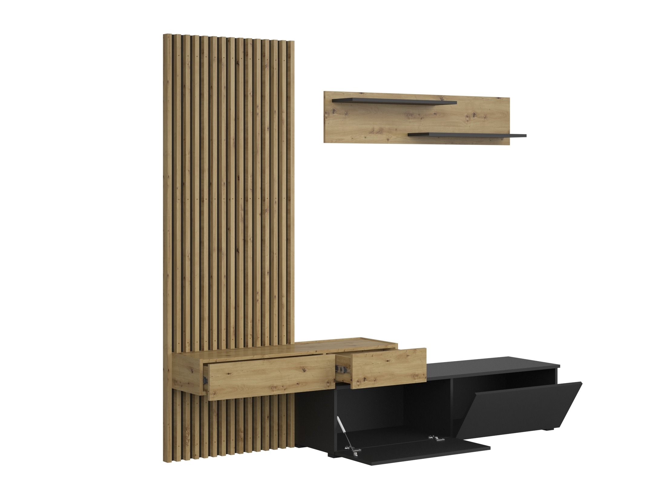 Set de living Houston 2086 (Negru + Stejar artizan)