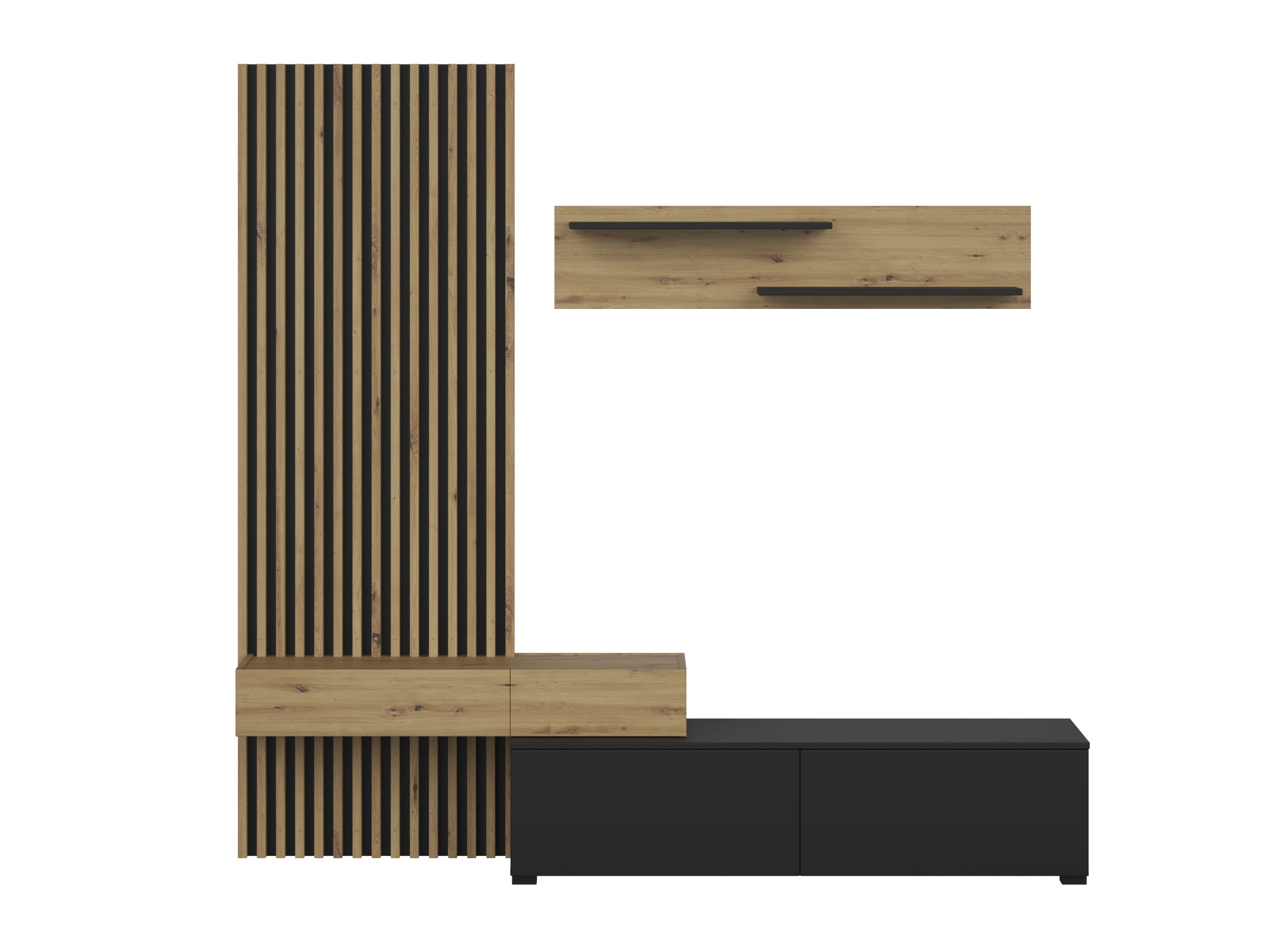 Set de living Houston 2086 (Negru + Stejar artizan)