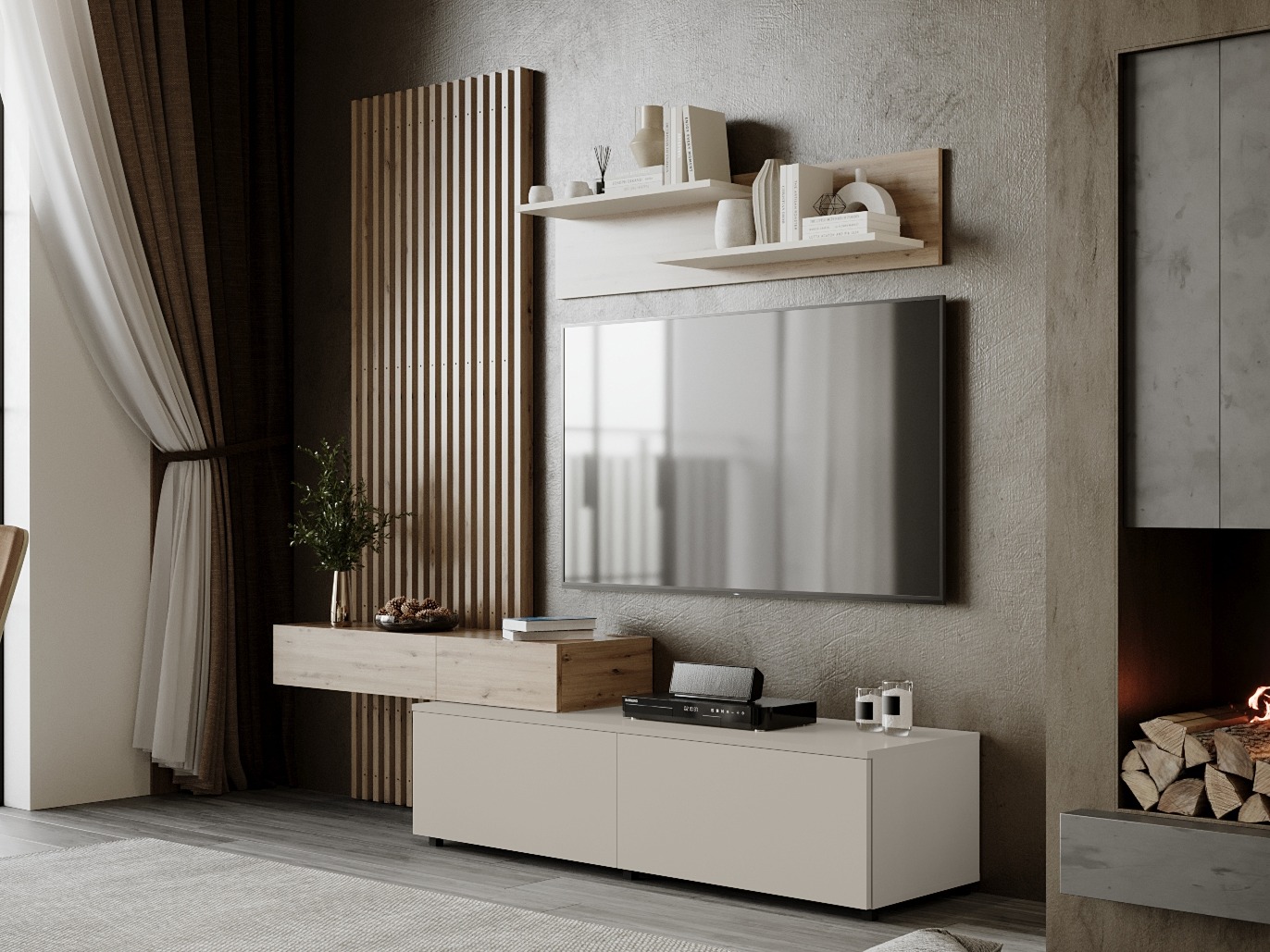 Set de living Houston 2086 (Stejar artizan + Cașmir)