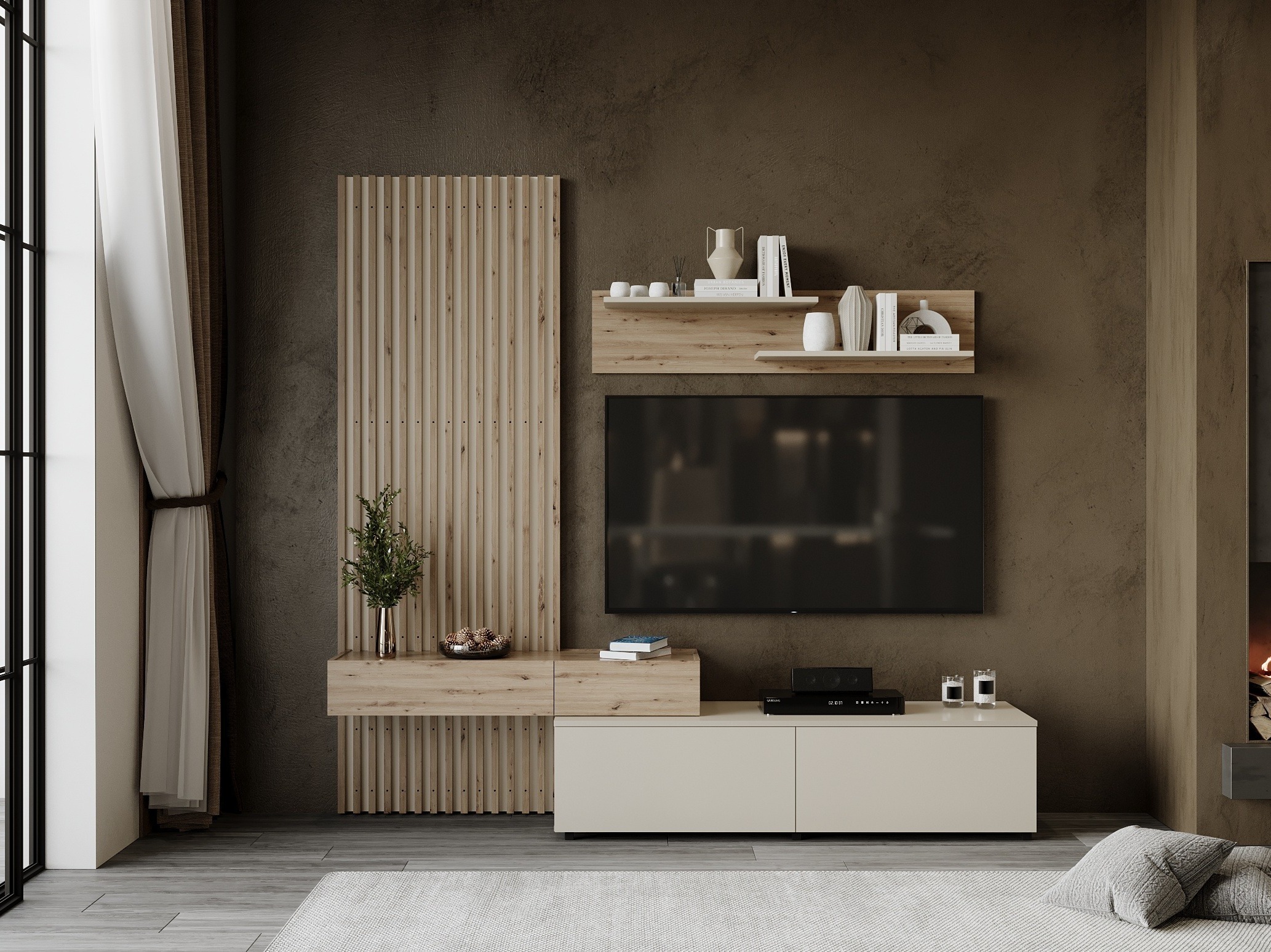 Set de living Houston 2086 (Stejar artizan + Cașmir)