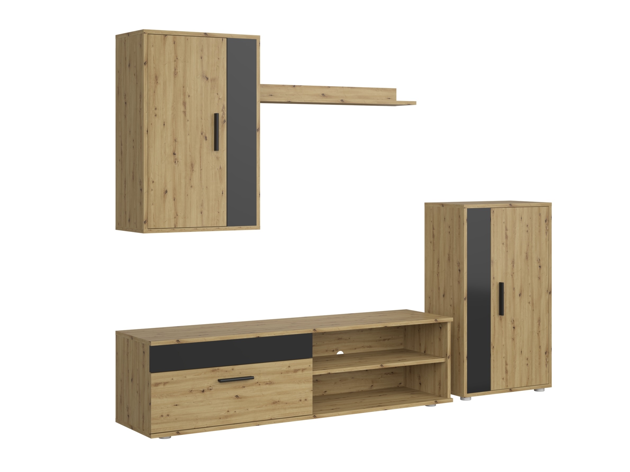 Set de living Houston 2087 (Negru + Stejar artizan)