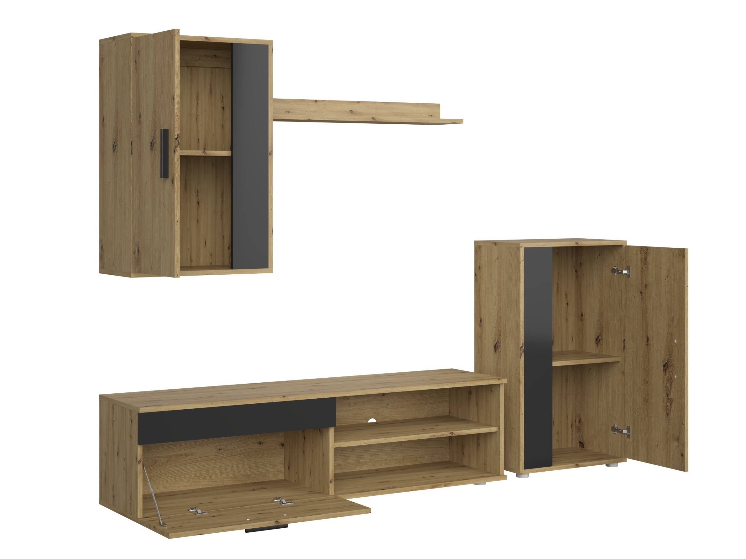 Set de living Houston 2087 (Negru + Stejar artizan)