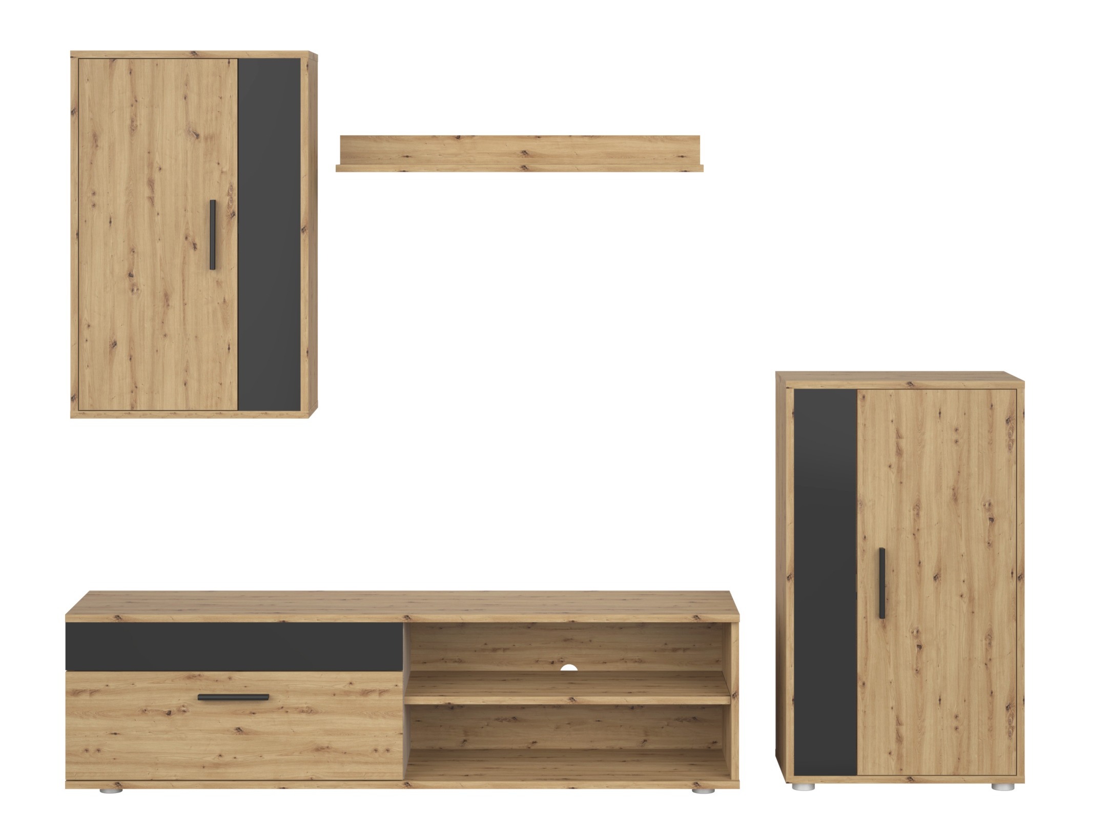 Set de living Houston 2087 (Negru + Stejar artizan)