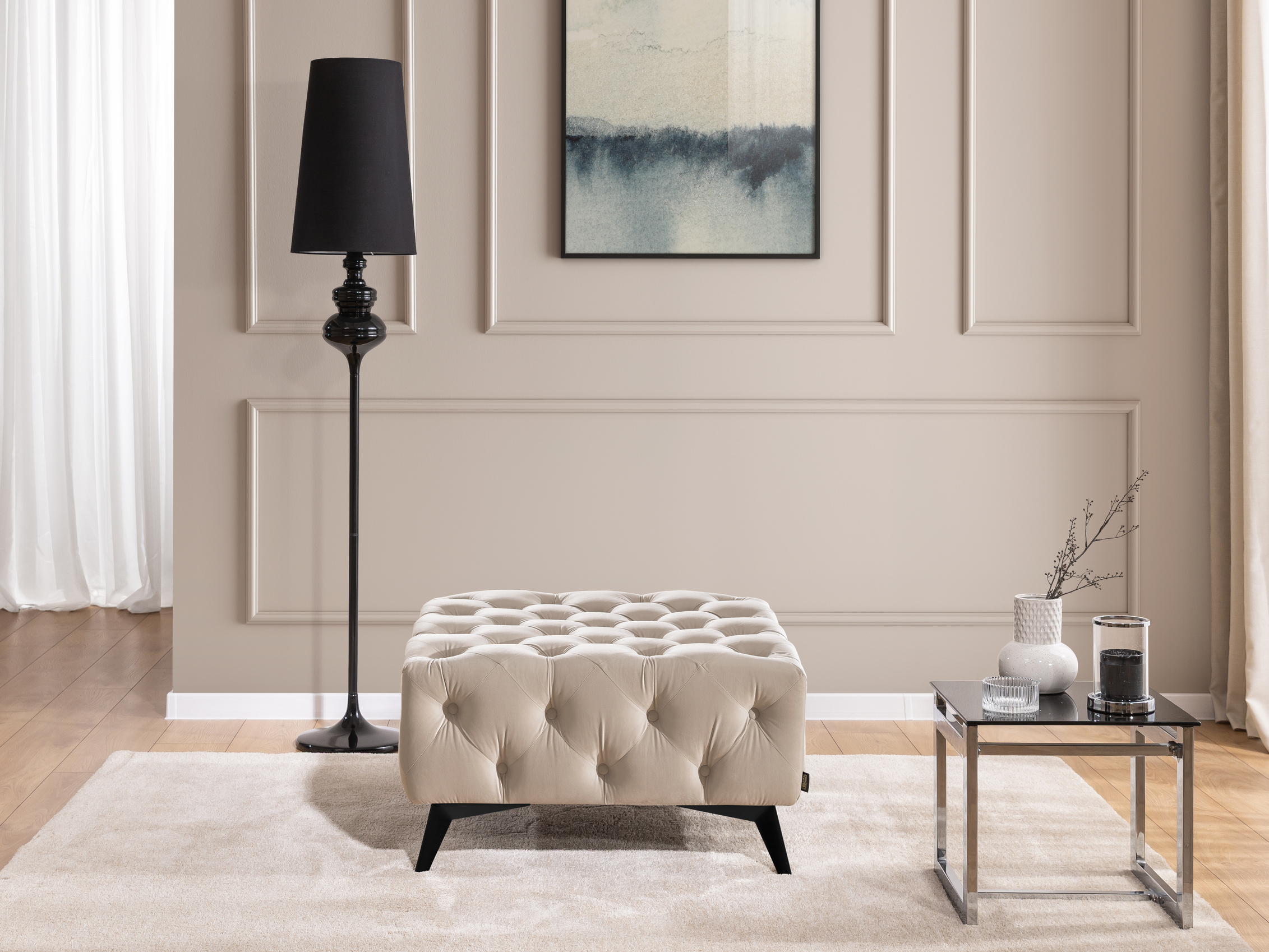 Taburet tapițat Chesterfield Rocklin 121 (Riviera 21)