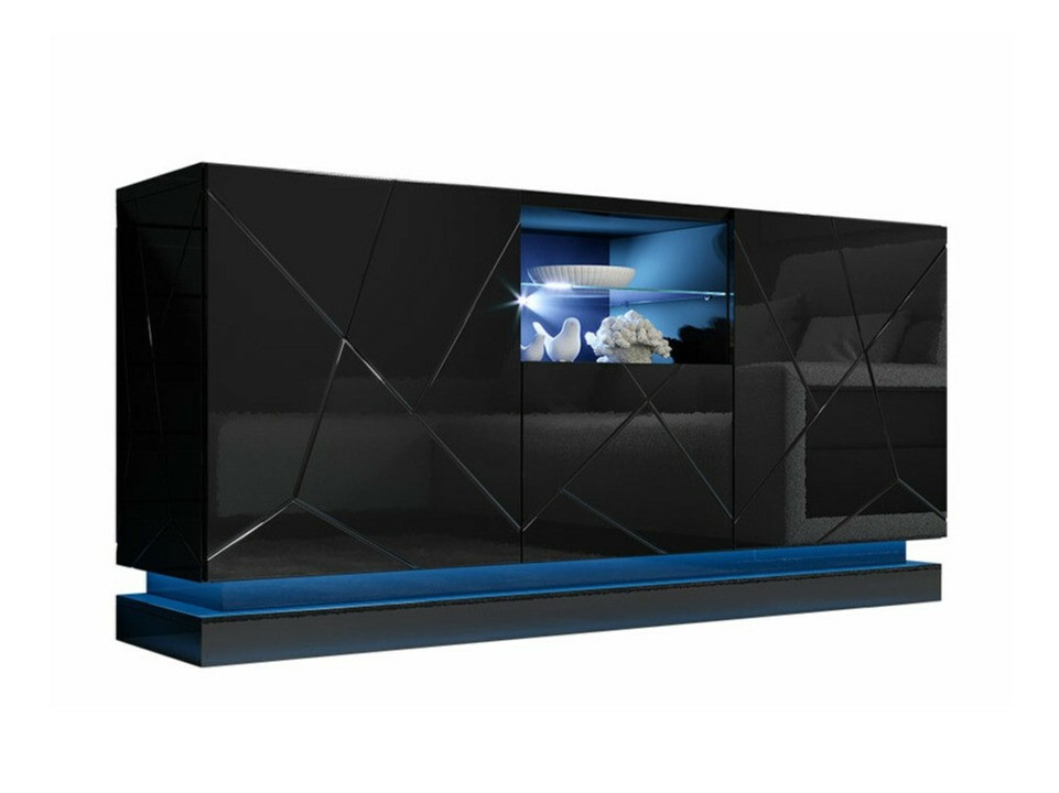 Bufet Charlotte 186 (Negru + Negru lucios)