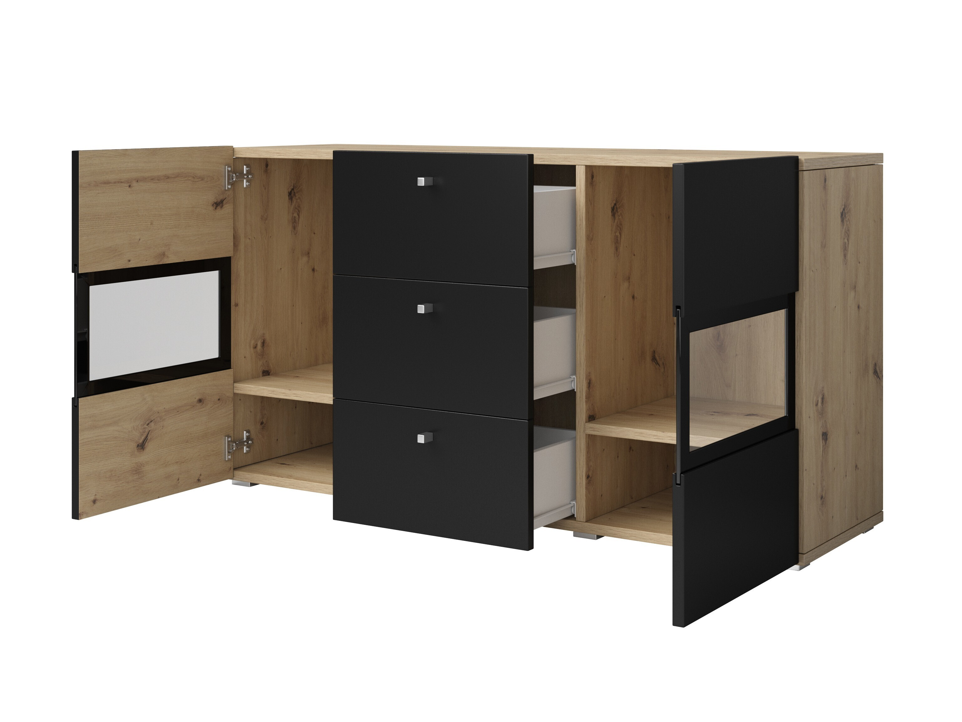 Set de living Serodeu 104 (Stejar artizan + Negru mat)