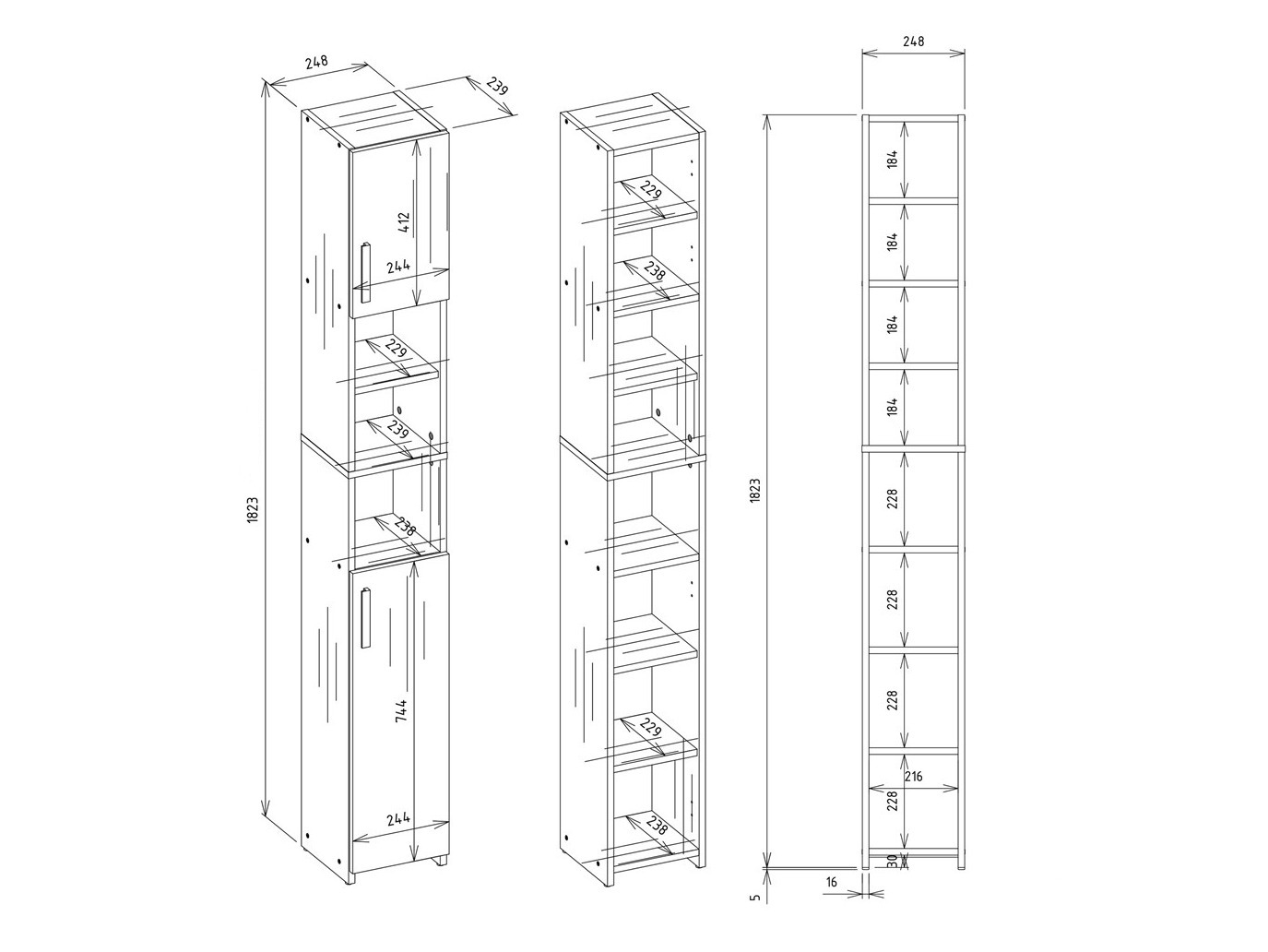 Cabinet de baie neancorat Mandeville 345