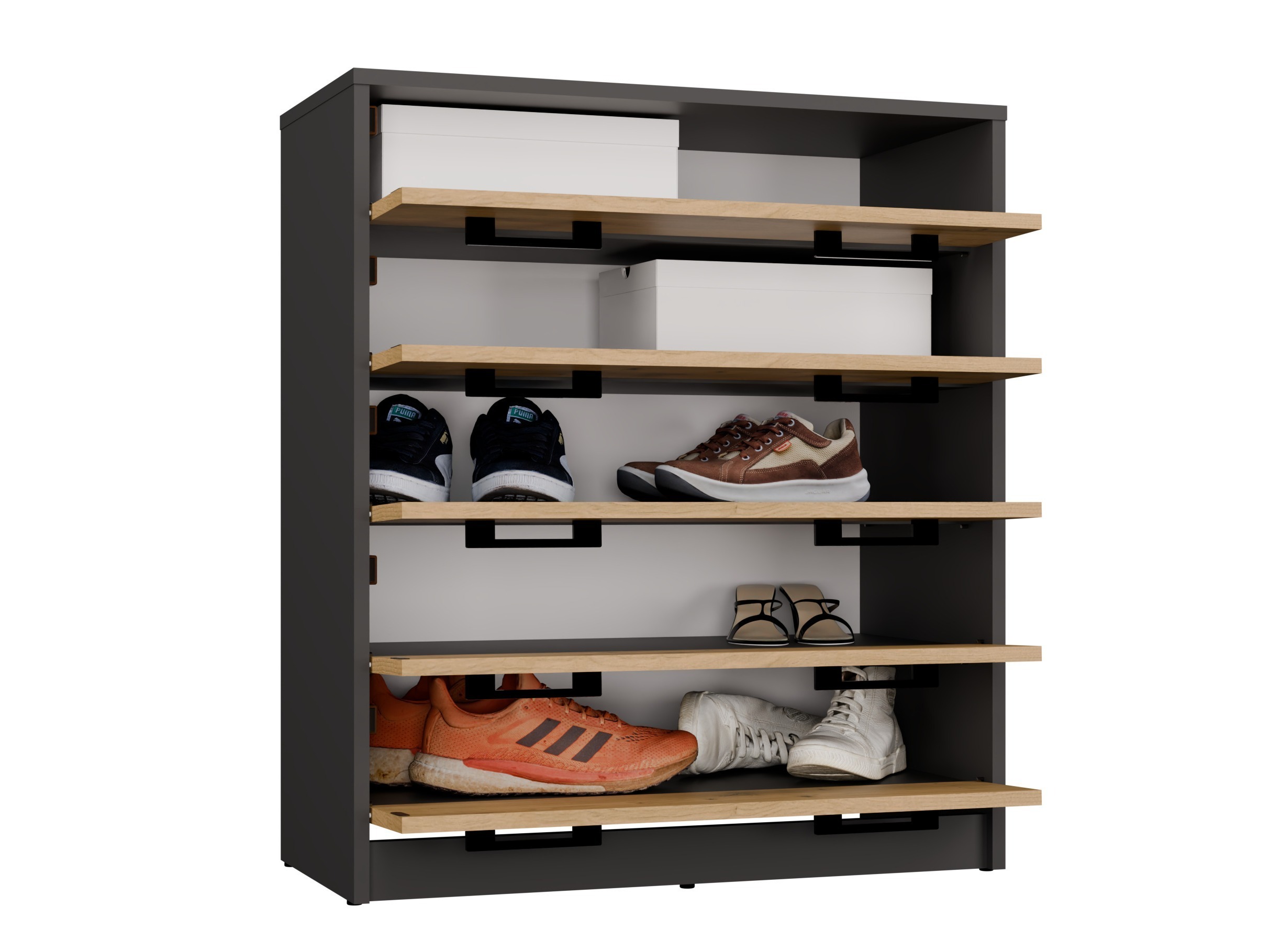 Dulap pantofi Mandeville 372 (Stejar artizan + Antracit)
