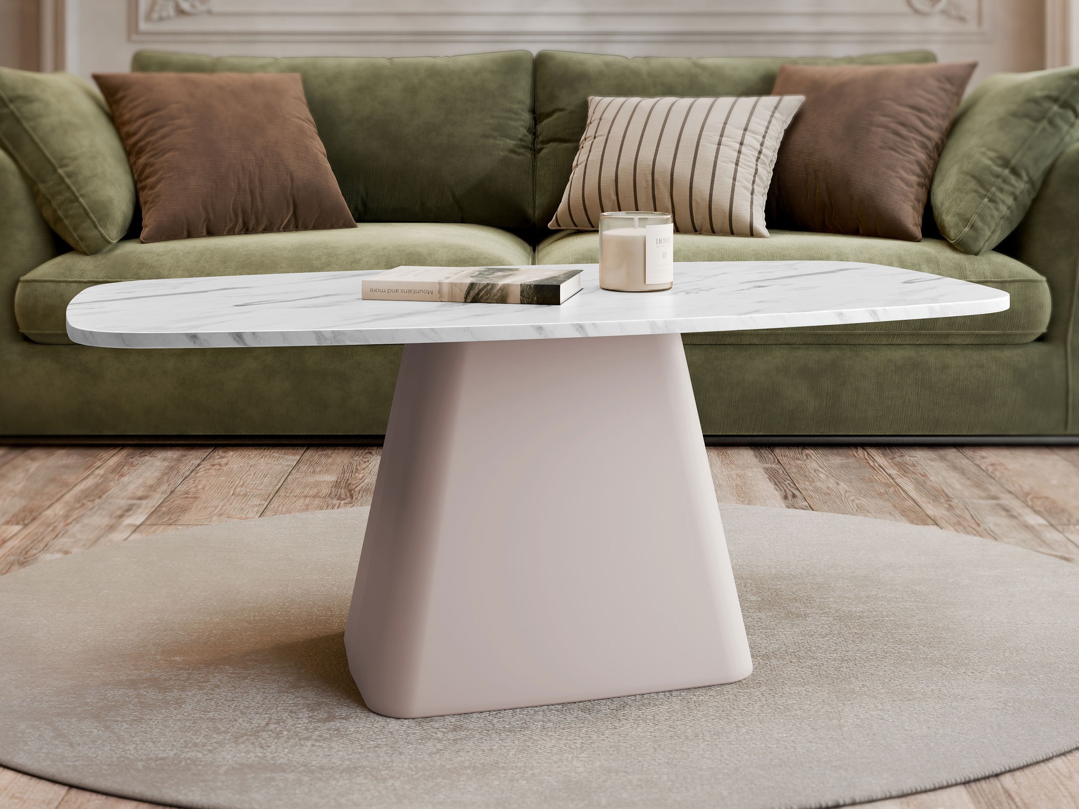 Măsuță de cafea Oswego 158 (Marmură albă + Cașmir)