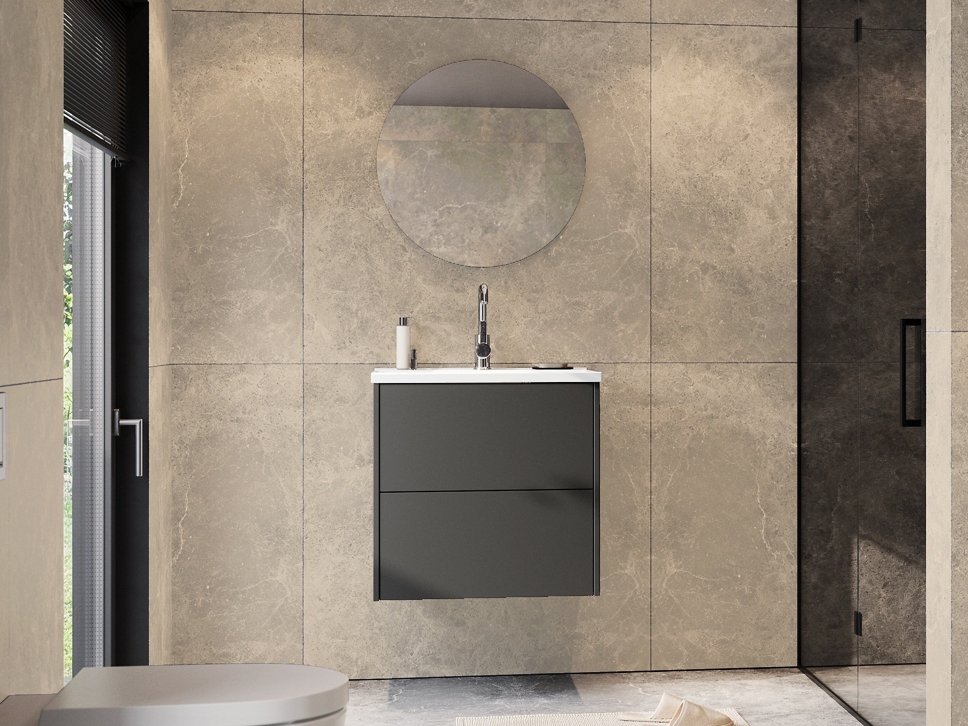 Cabinet atârnat pentru baie Sacramento 522 (Grafit)